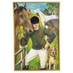 Portrait of a Man and His Horse by California Artist Ursula Skeate d. 1990