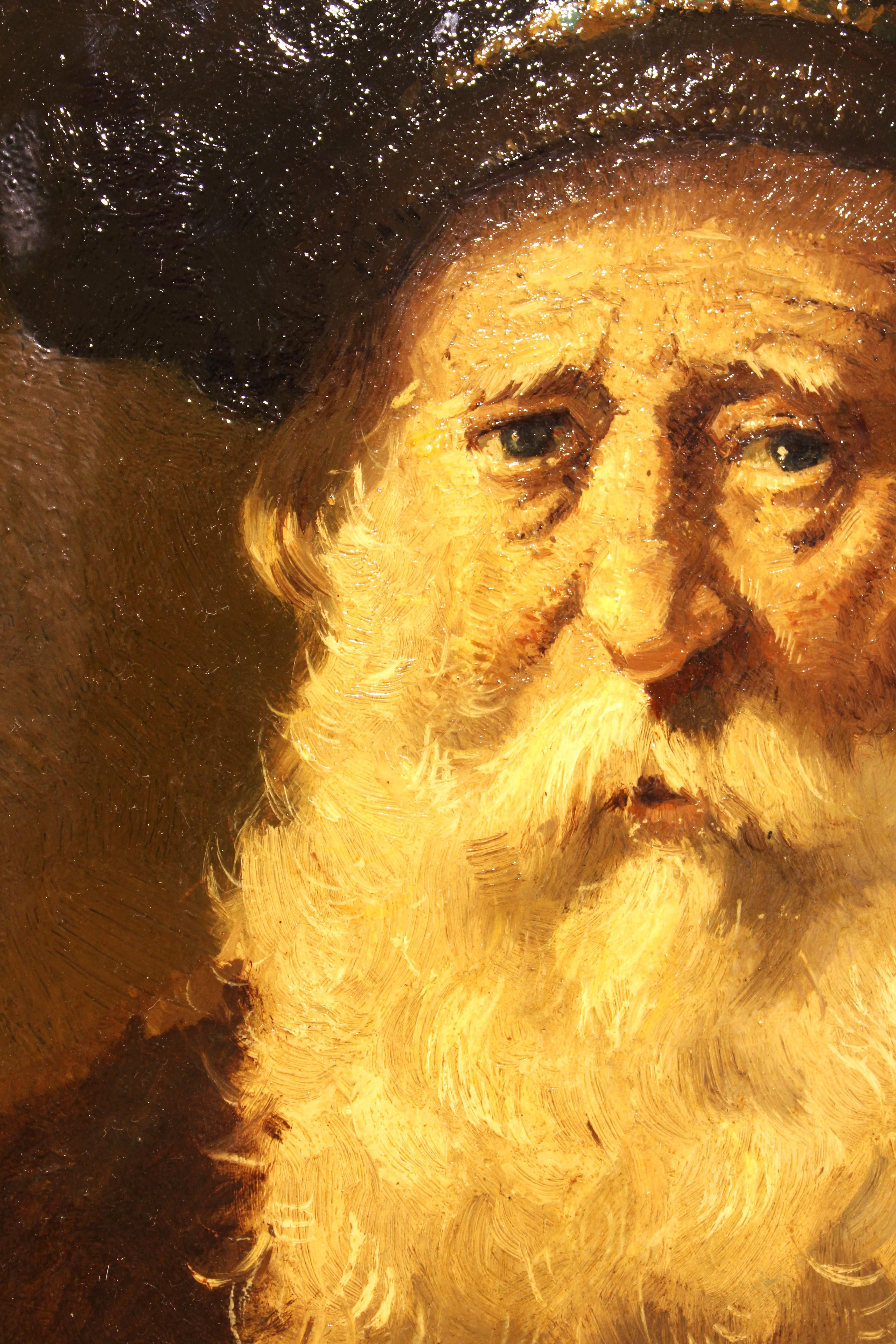Retrato de hombre de Evert Jan Ligtelijn al estilo de Rembrandt van Rijn Madera en venta