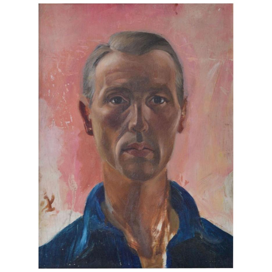 Portrait of a Man, Dutch, 1960s Oil Painting
