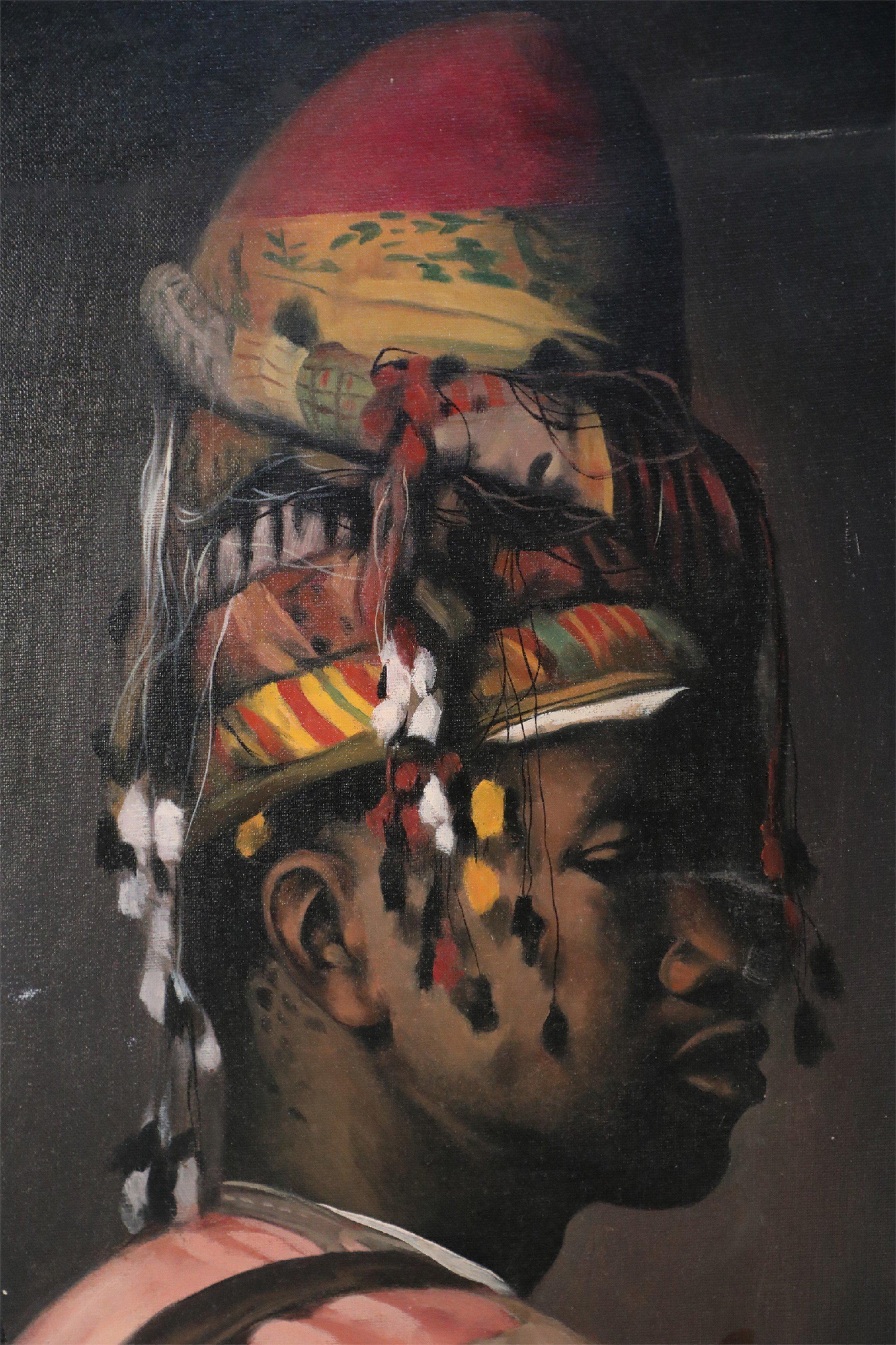 Portrait d'un homme dans une toile, peinture sur toile - Portefeuille en vente 3