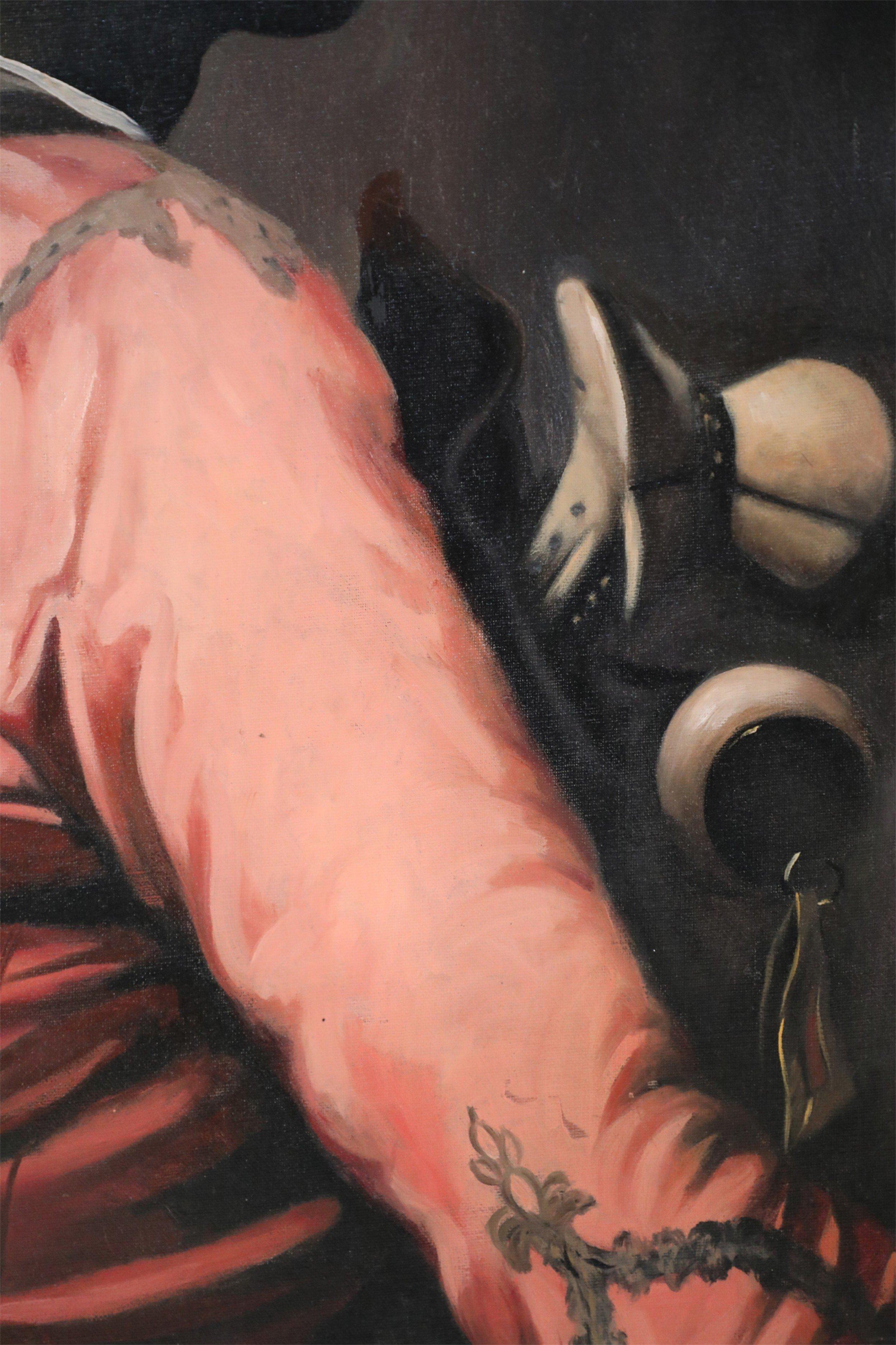 Américain Portrait d'un homme dans une toile, peinture sur toile - Portefeuille en vente