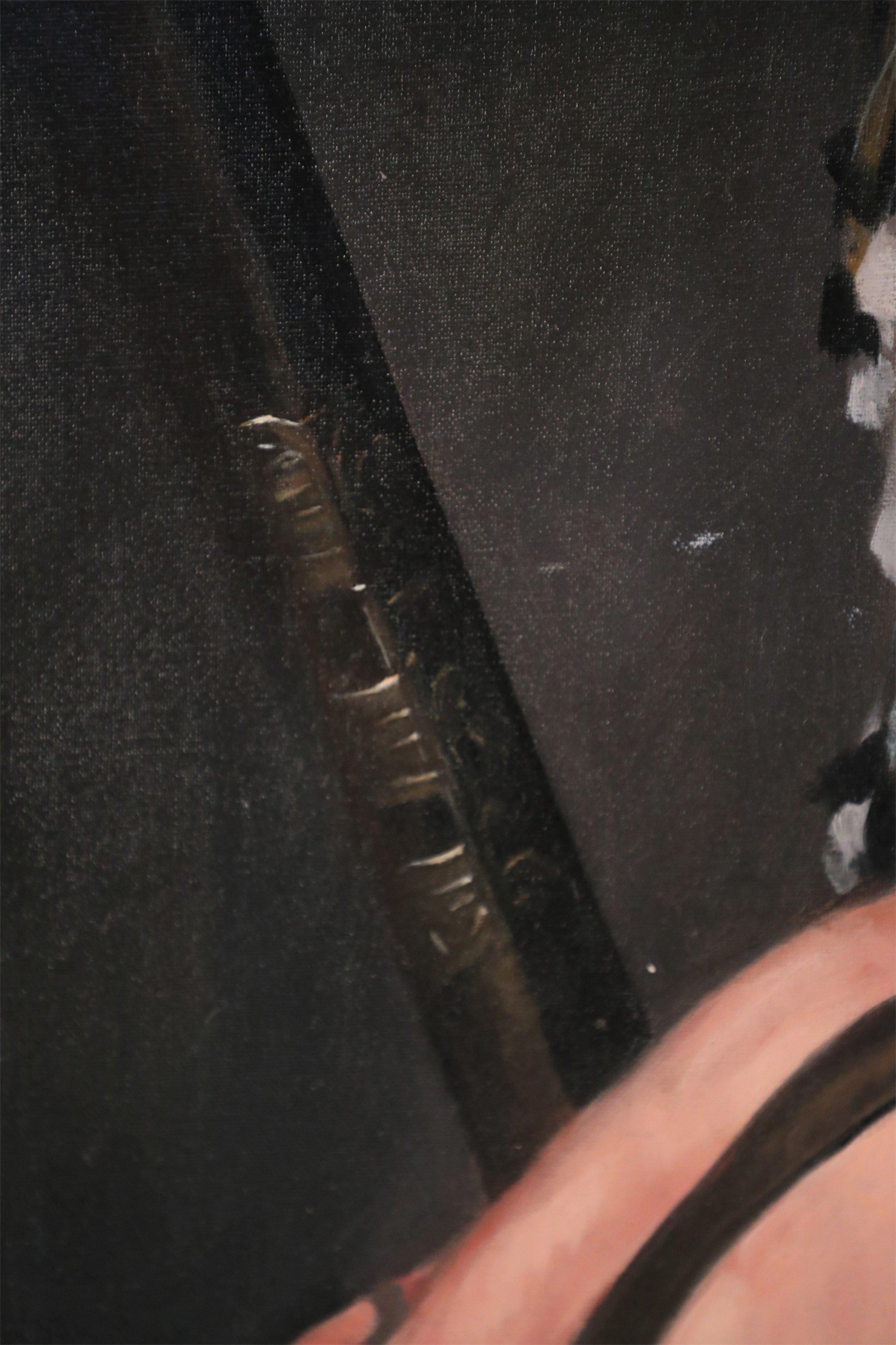 20ième siècle Portrait d'un homme dans une toile, peinture sur toile - Portefeuille en vente