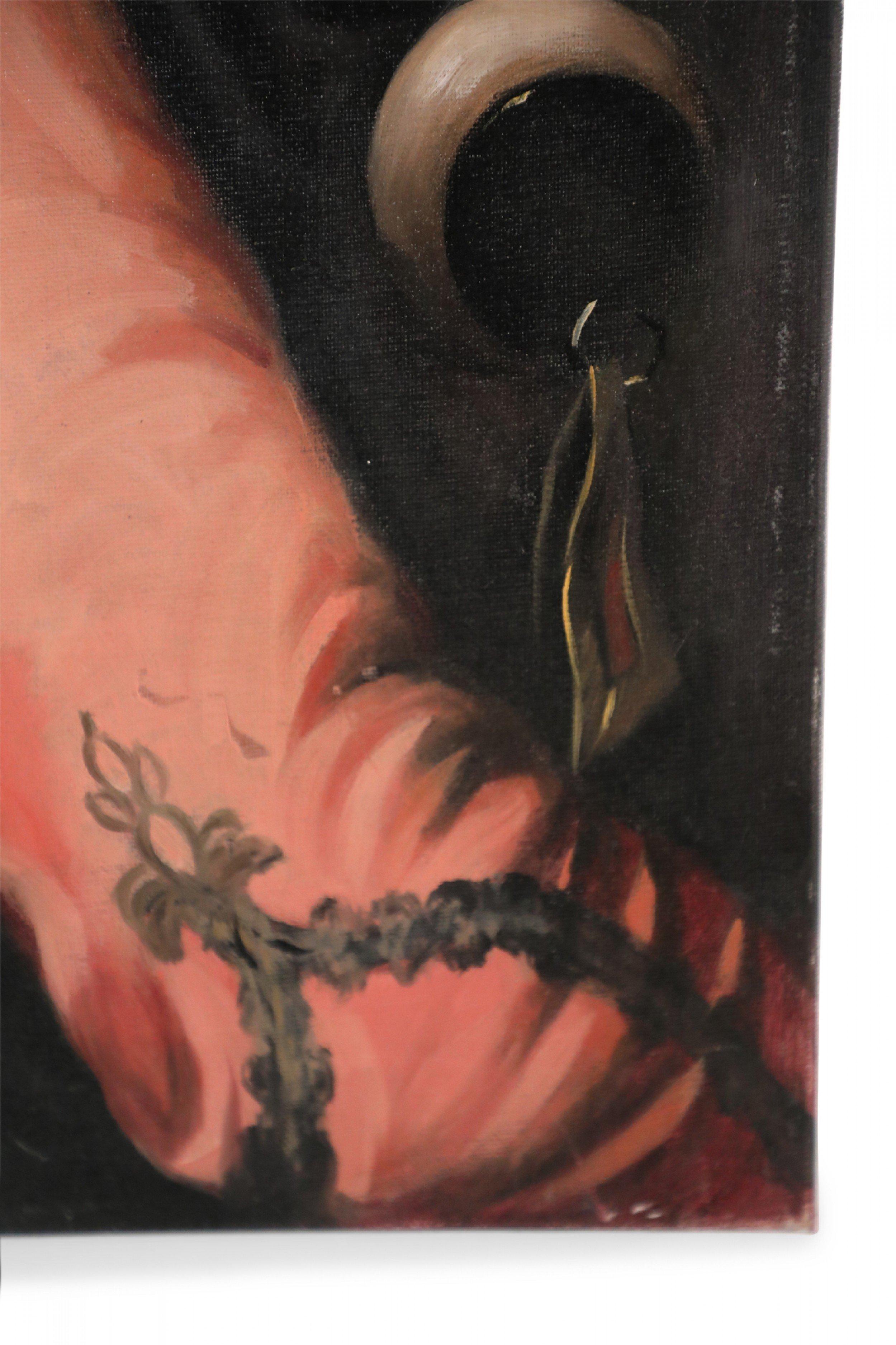 Portrait d'un homme dans une toile, peinture sur toile - Portefeuille en vente 1