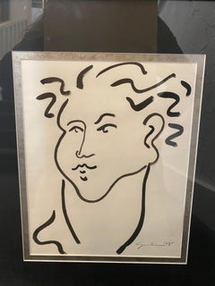 "Portrait of a Man" Mininmalist Black and White Drawing