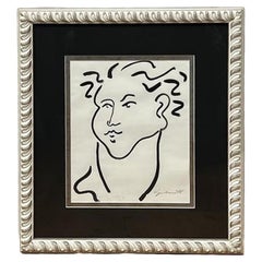 "Portrait of a Man" Mininmalist Black and White Drawing
