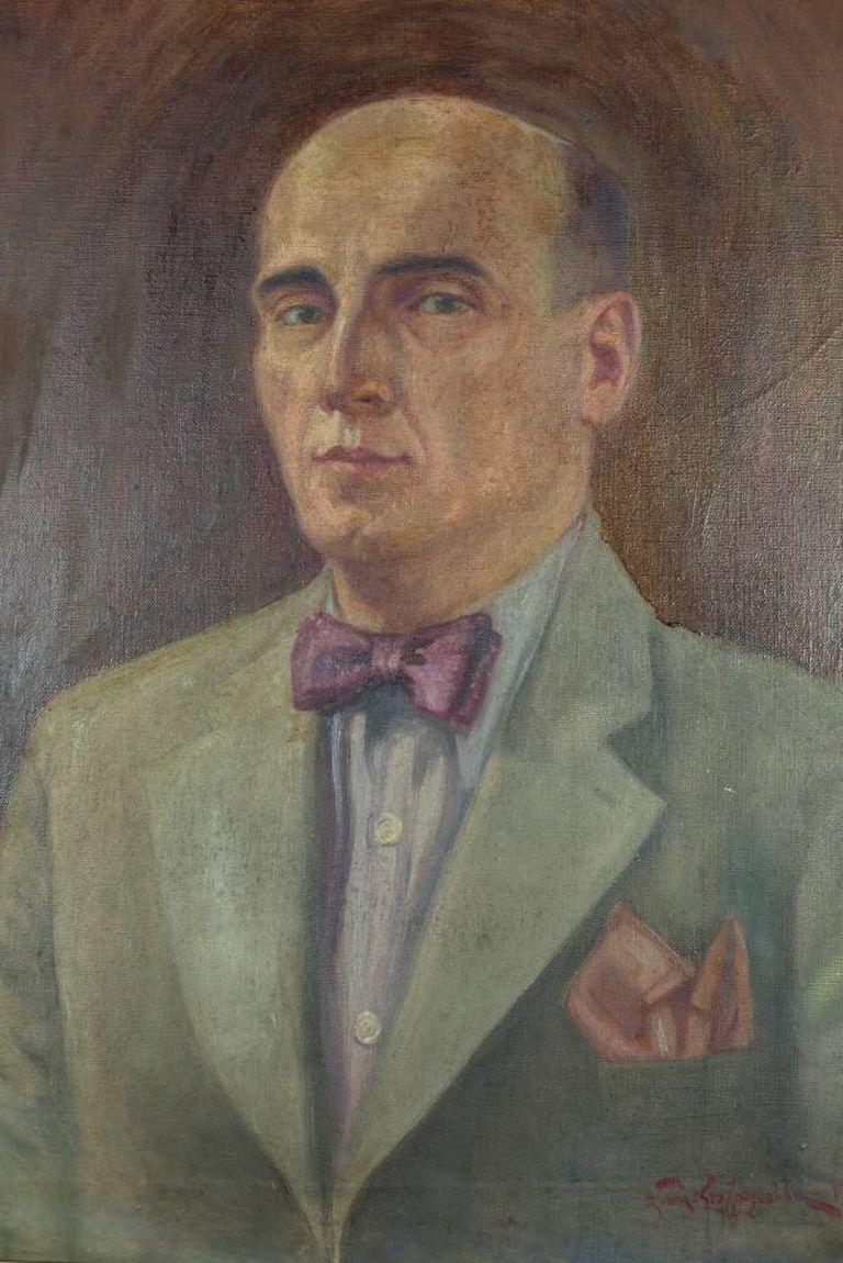 Mid-20th Century Portrait of a Man, Oil on Canvas, Signed by the Author, circa 1937 For Sale