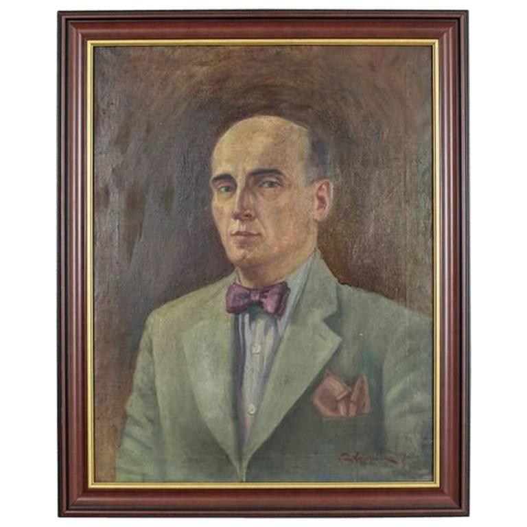 Portrait of a Man, Oil on Canvas, Signed by the Author, circa 1937