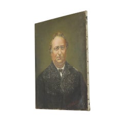 Ritratto di uomo Vecchio dipinto firmato all'inizio del XX secolo