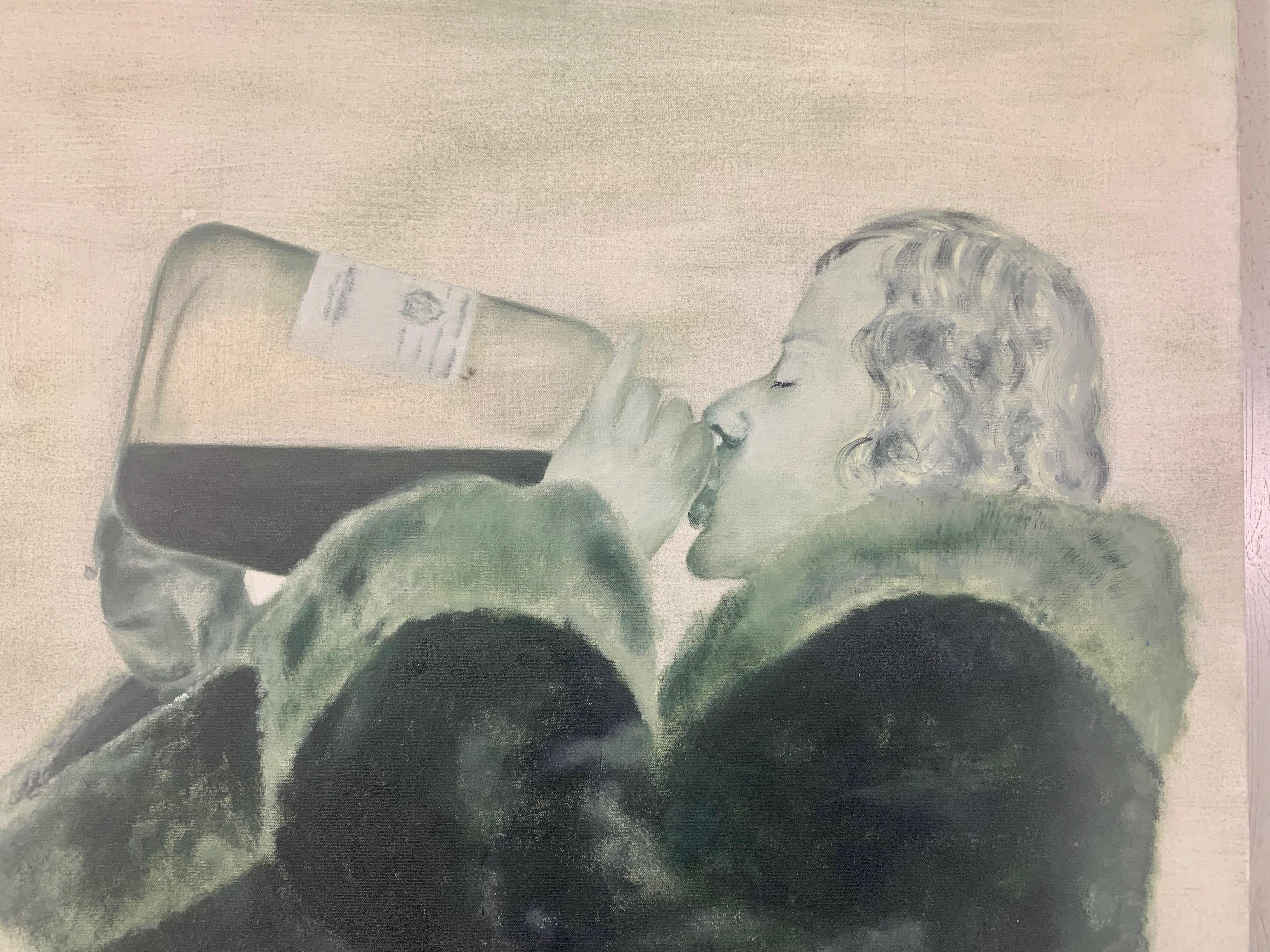 Portrait of a Man Partaking in Libations In Good Condition For Sale In Denton, TX