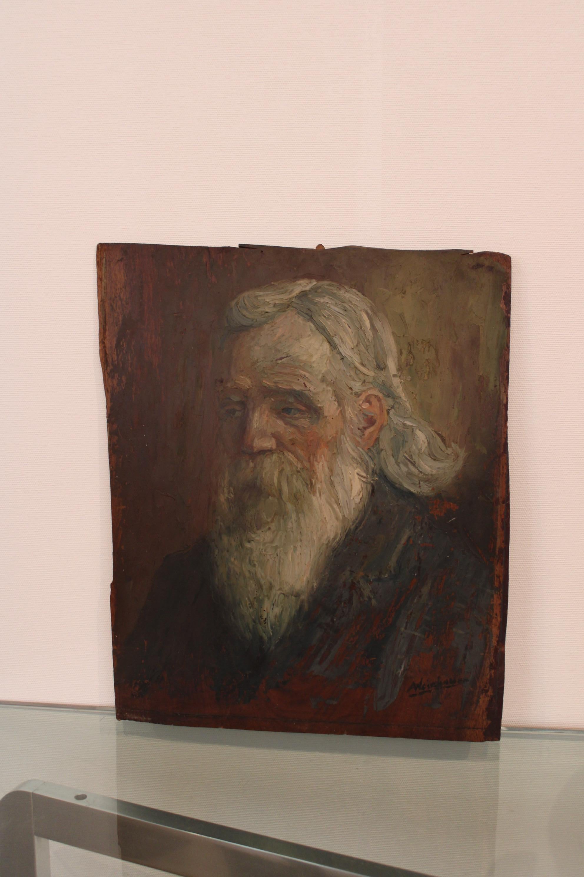 Ritratto di uomo dell'artista polacco Albert Weinbaum (1880 - 1943)
Olio su pannello
Firmato all'angolo 
Alcune mancanze di vernice (vedi foto).