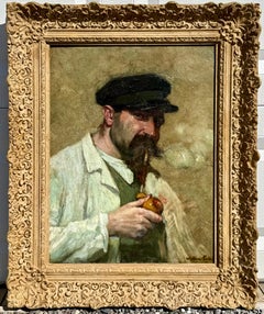 "Portrait of a Man With a Mustache Smoking His Pipe" Dutch Artist Willem Maris
