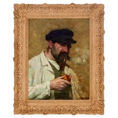 "Portrait of a Man With a Mustache Smoking His Pipe" Dutch Artist Willem Maris