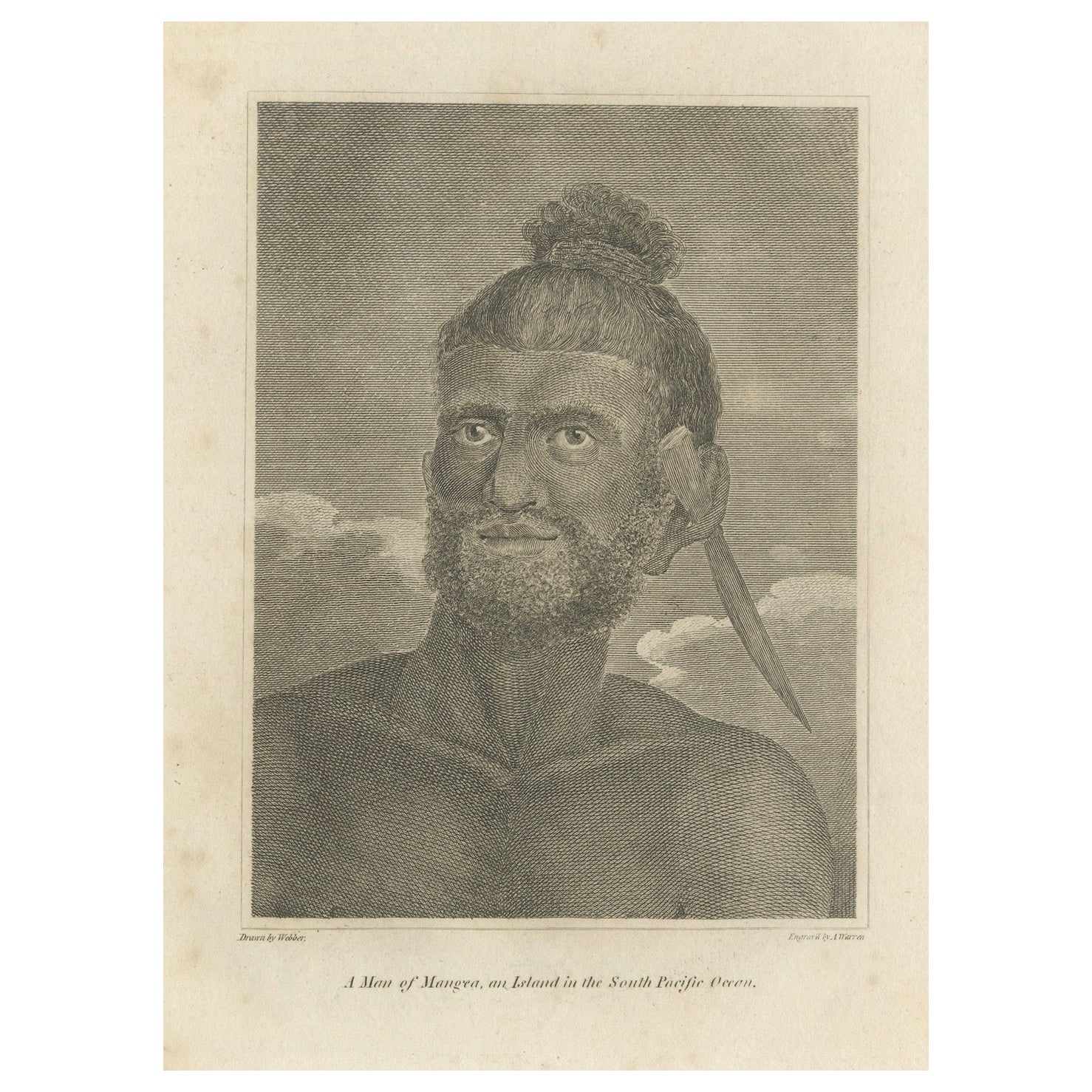 Retrato de un isleño mangeano en el Pacífico Sur por John Webber, hacia 1800