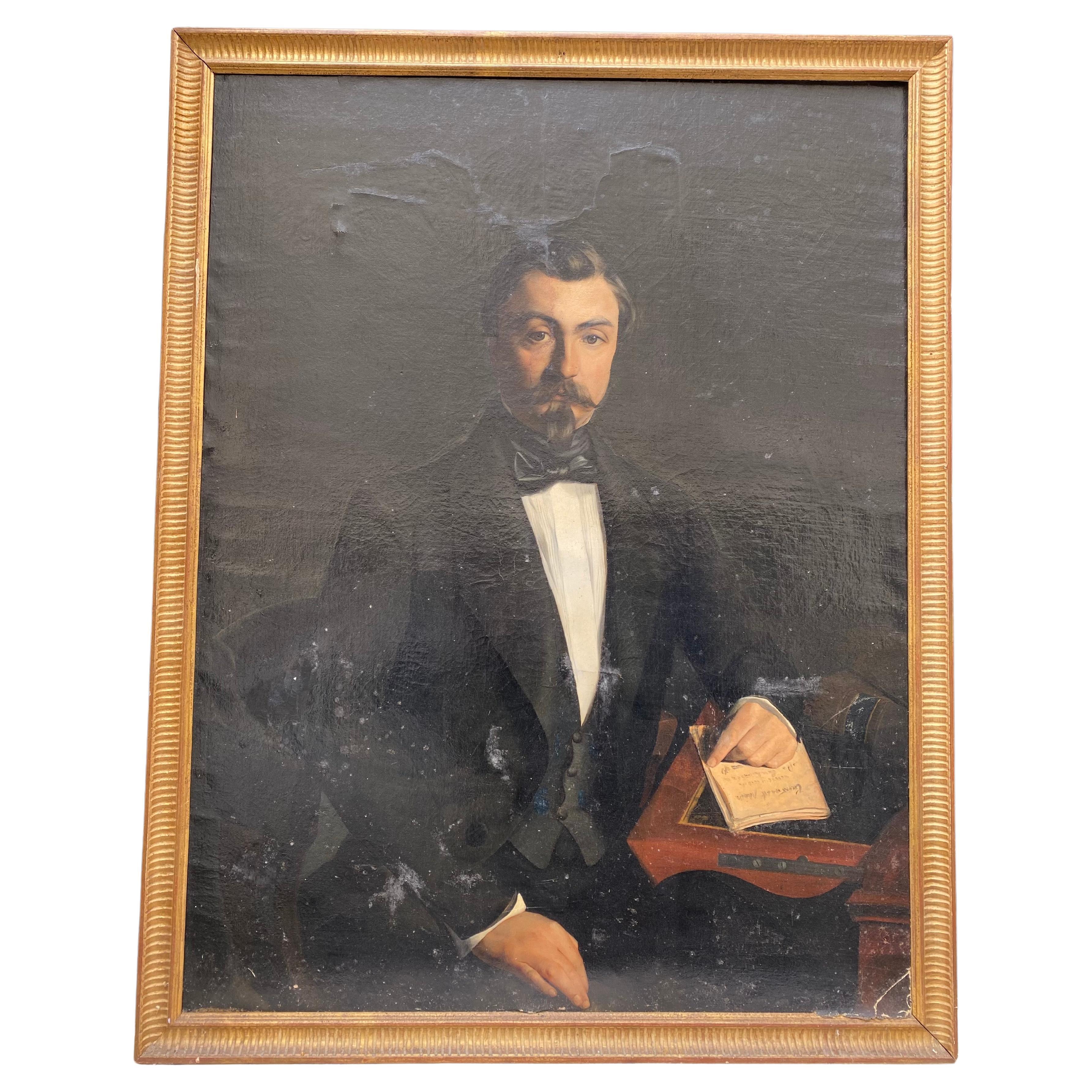 Portrait of a men from XIXth century For Sale