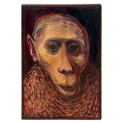Ritratto di una scimmia 'Ruby', dipinto e scritto da John Sutton, 1 dicembre 1955