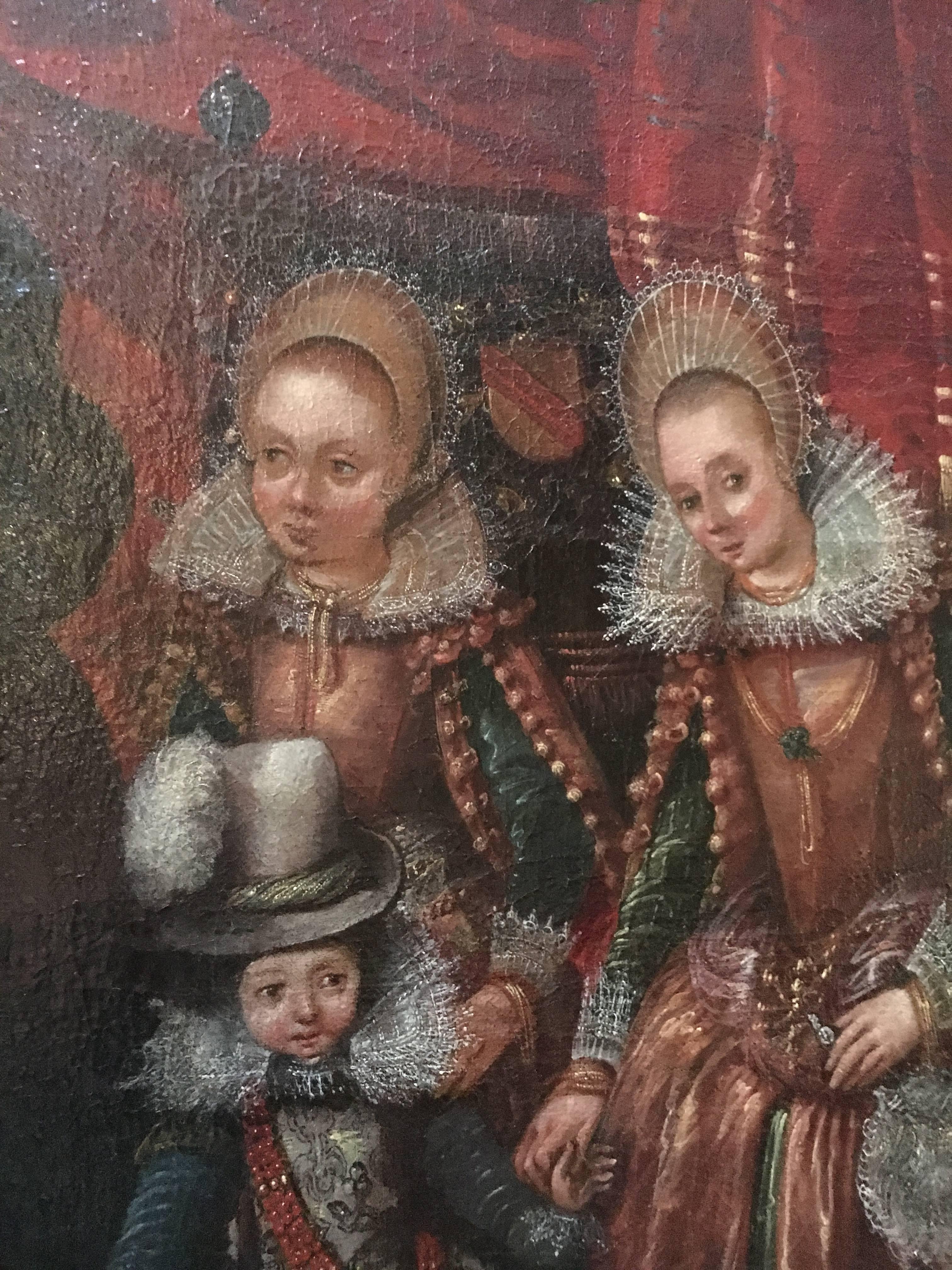 Toile Portrait d'une famille noble dans le paysage, vers 1600, École d'Anvers en vente