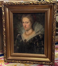 Ritratto di nobile signora, Spanish School o Flemish School, olio su tela, XVII secolo
