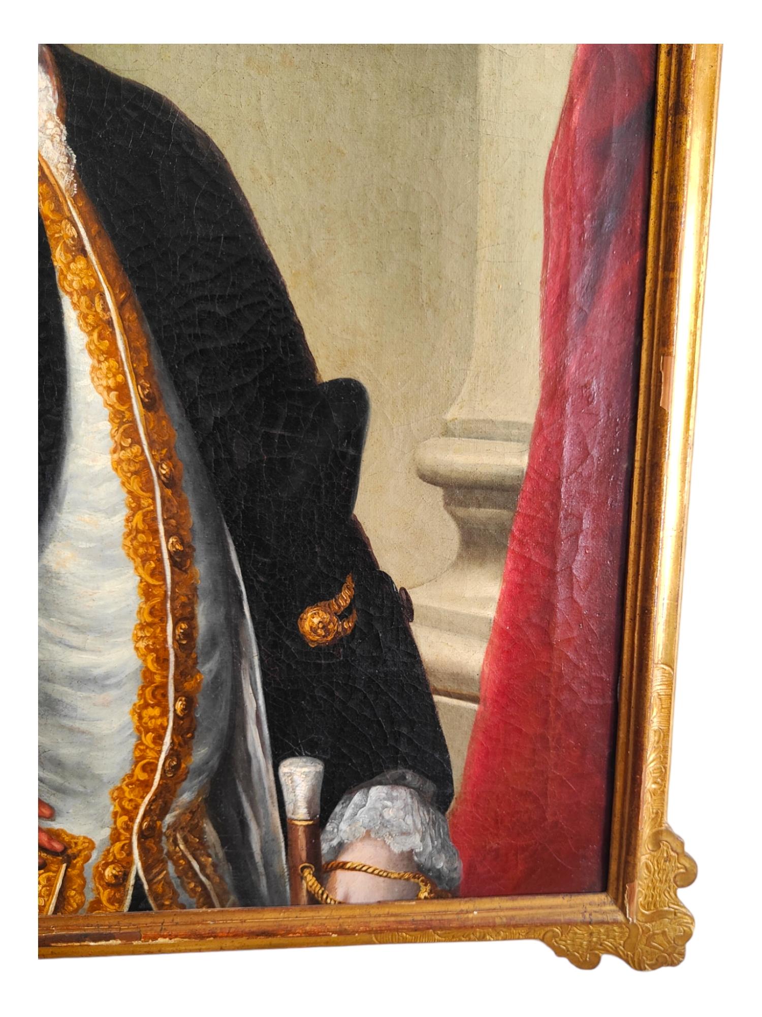 Toile Portrait d'un noble 18e siècle en vente
