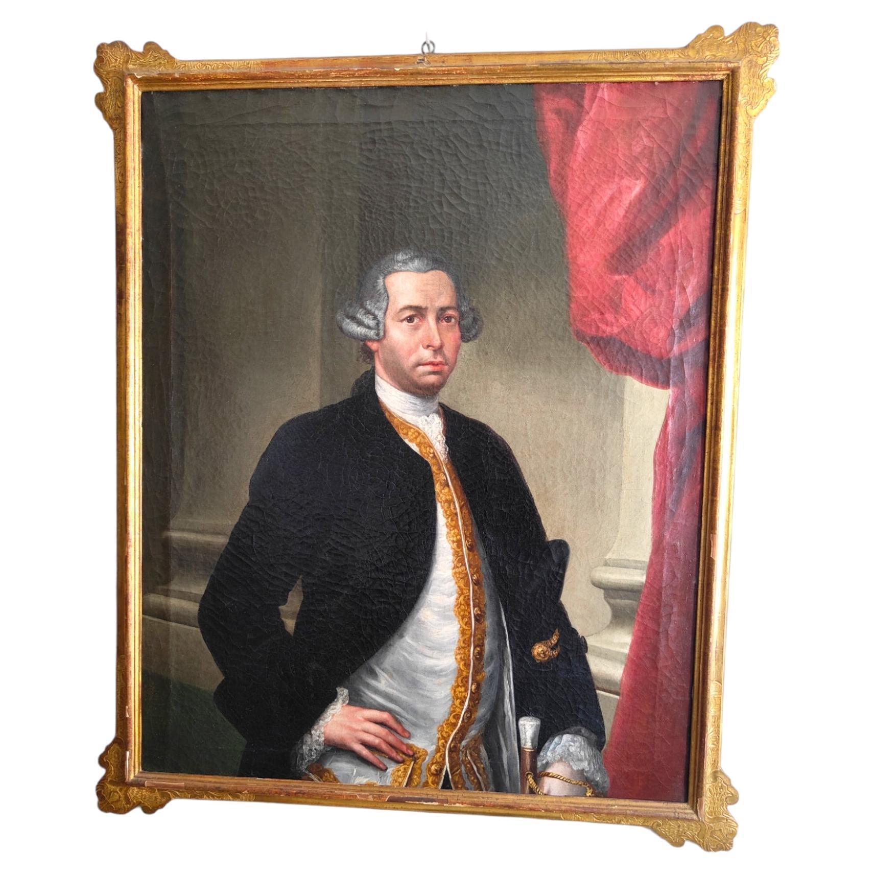 Portrait d'un noble 18e siècle en vente