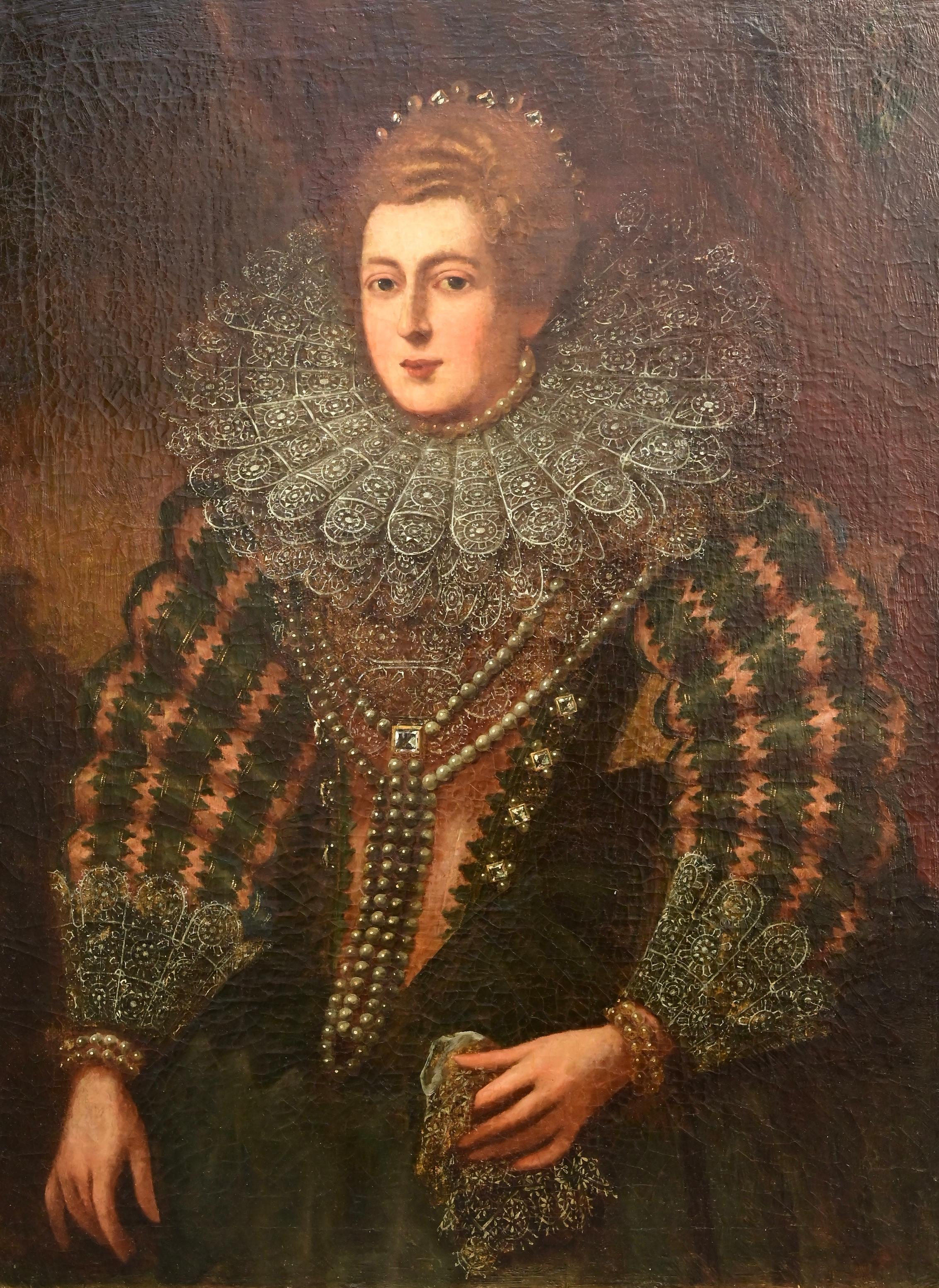 Ein elegantes und historisch bedeutendes Porträt in Öl auf Leinwand, das Otto van Veen (1556-1629) zugeschrieben wird, dem berühmten flämischen Maler und Mentor von Peter Paul Rubens. Dieses außergewöhnliche Werk mit dem Titel 