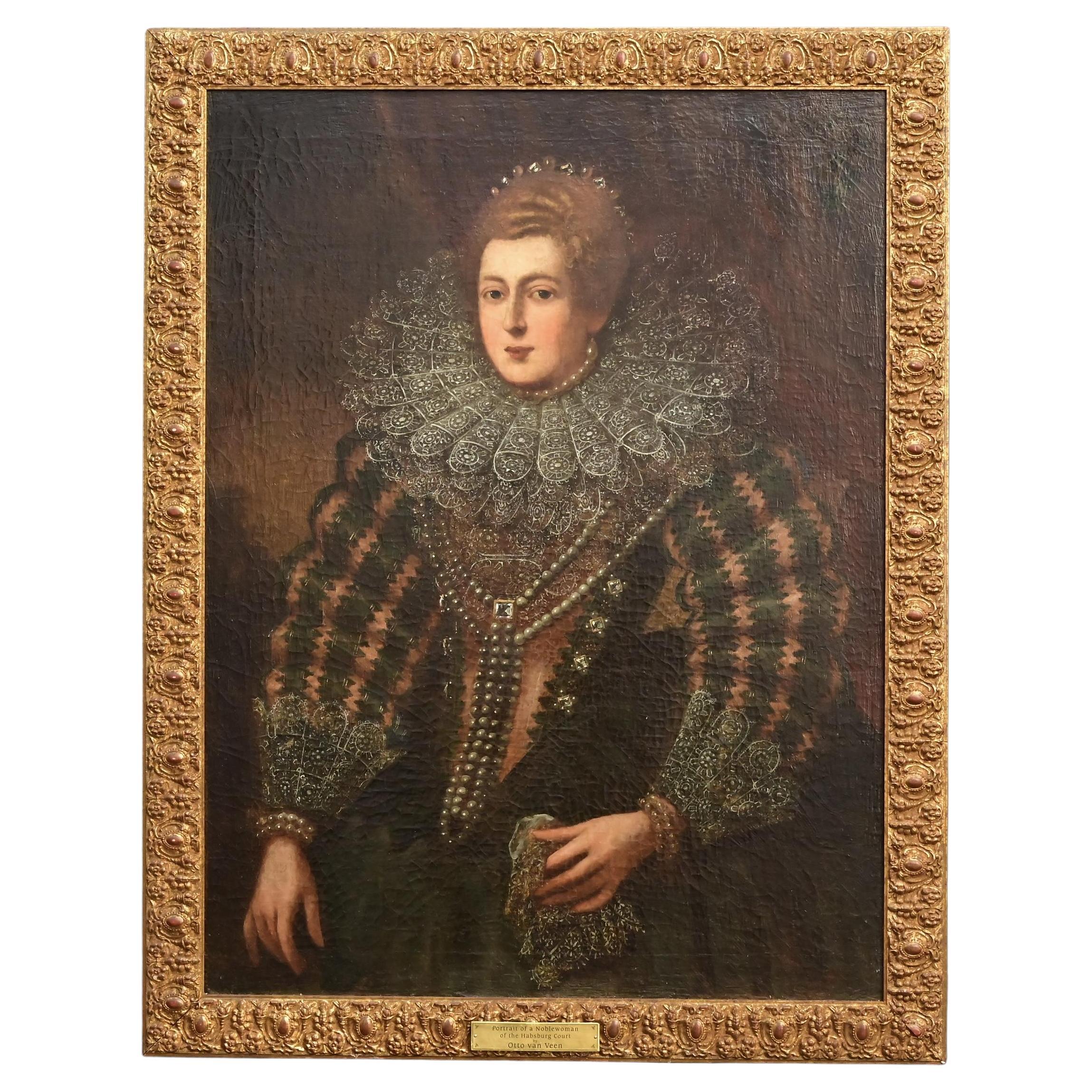 Porträt einer Adeligen des habsburgischen Hofes - Öl auf Leinwand von Otto van Veen