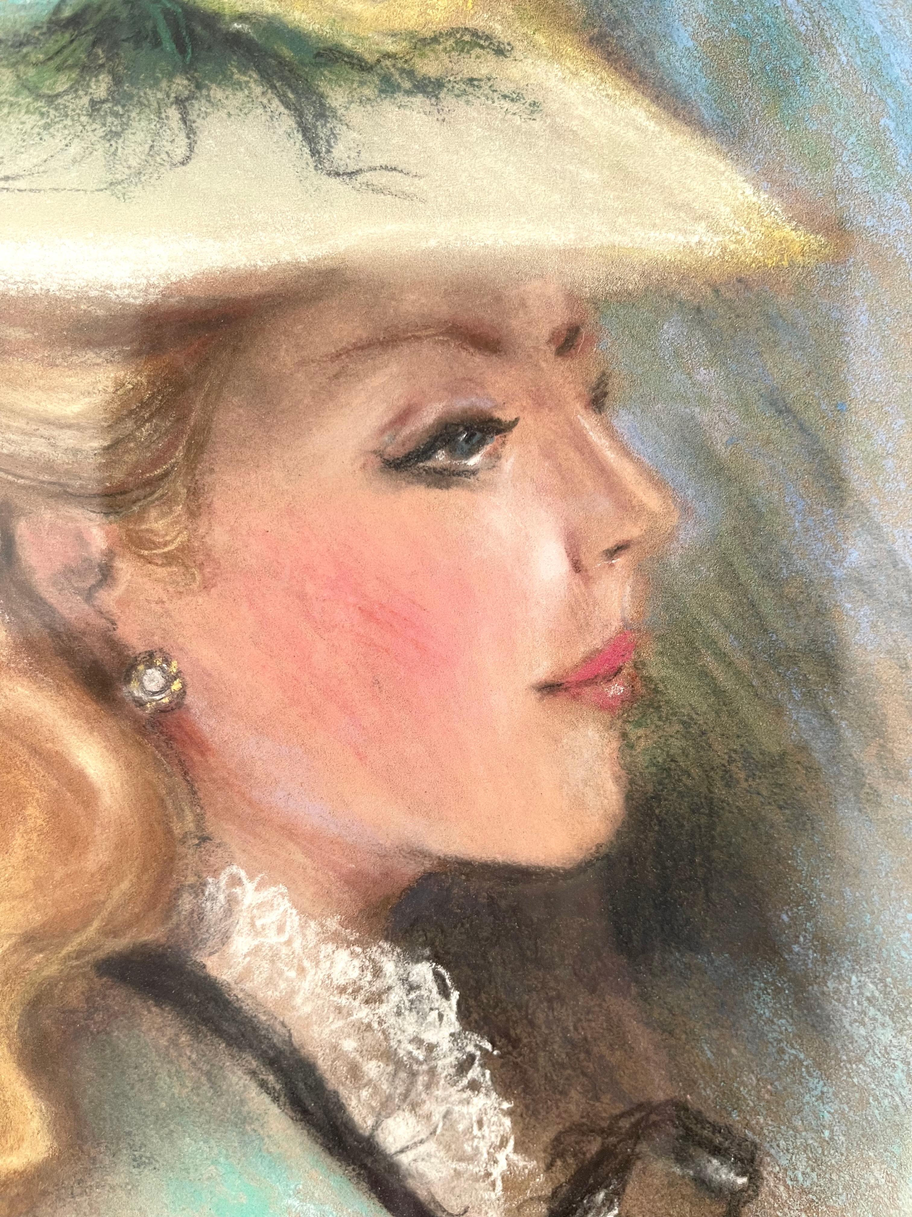 French Portrait of a Parisian Woman by Meynier Pastel For Sale