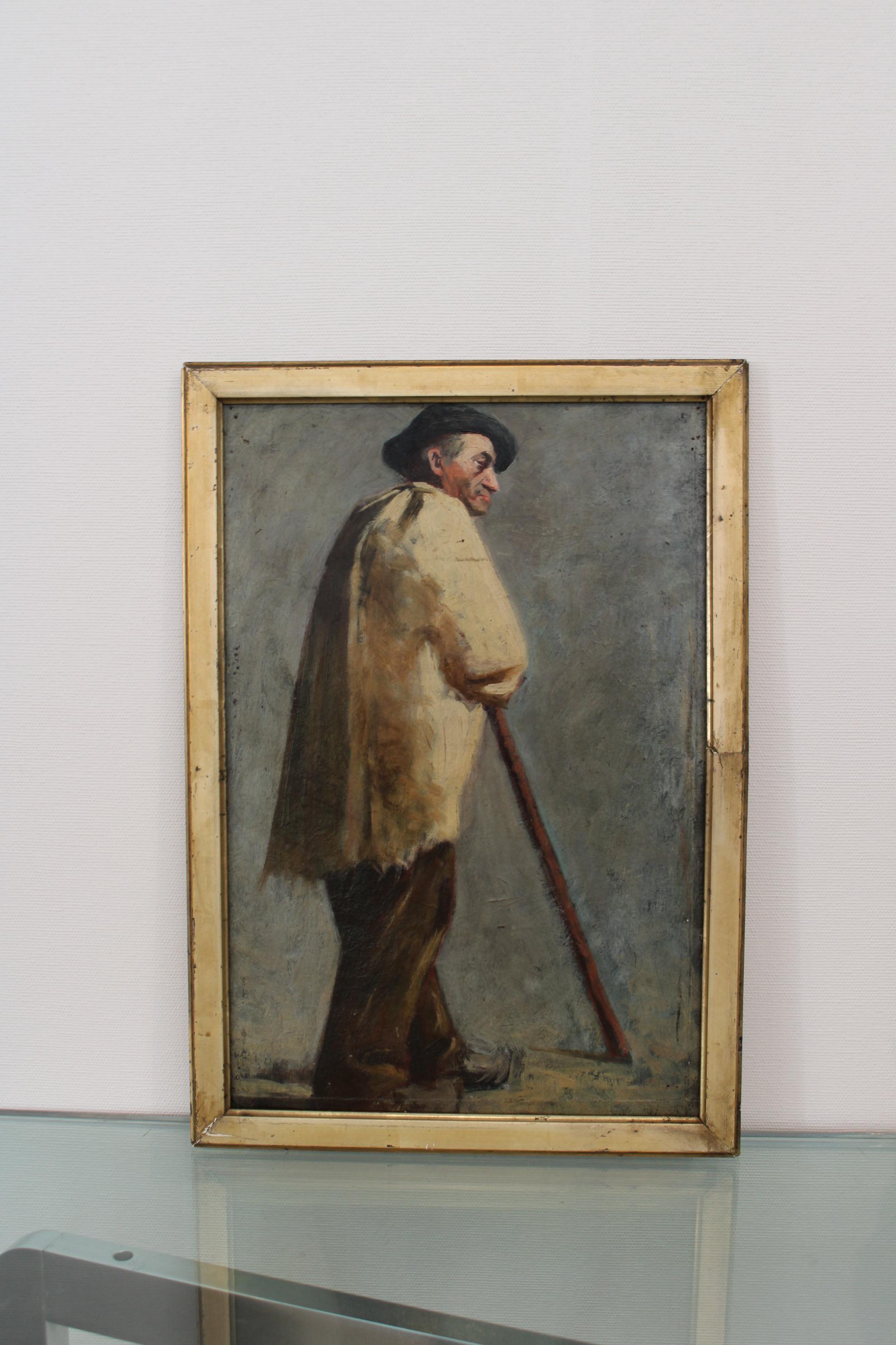 Portrait of a Provençal man by August Suc
Oil on cardboard
France, 19th-20th century

Holes in the painting (see photos details).