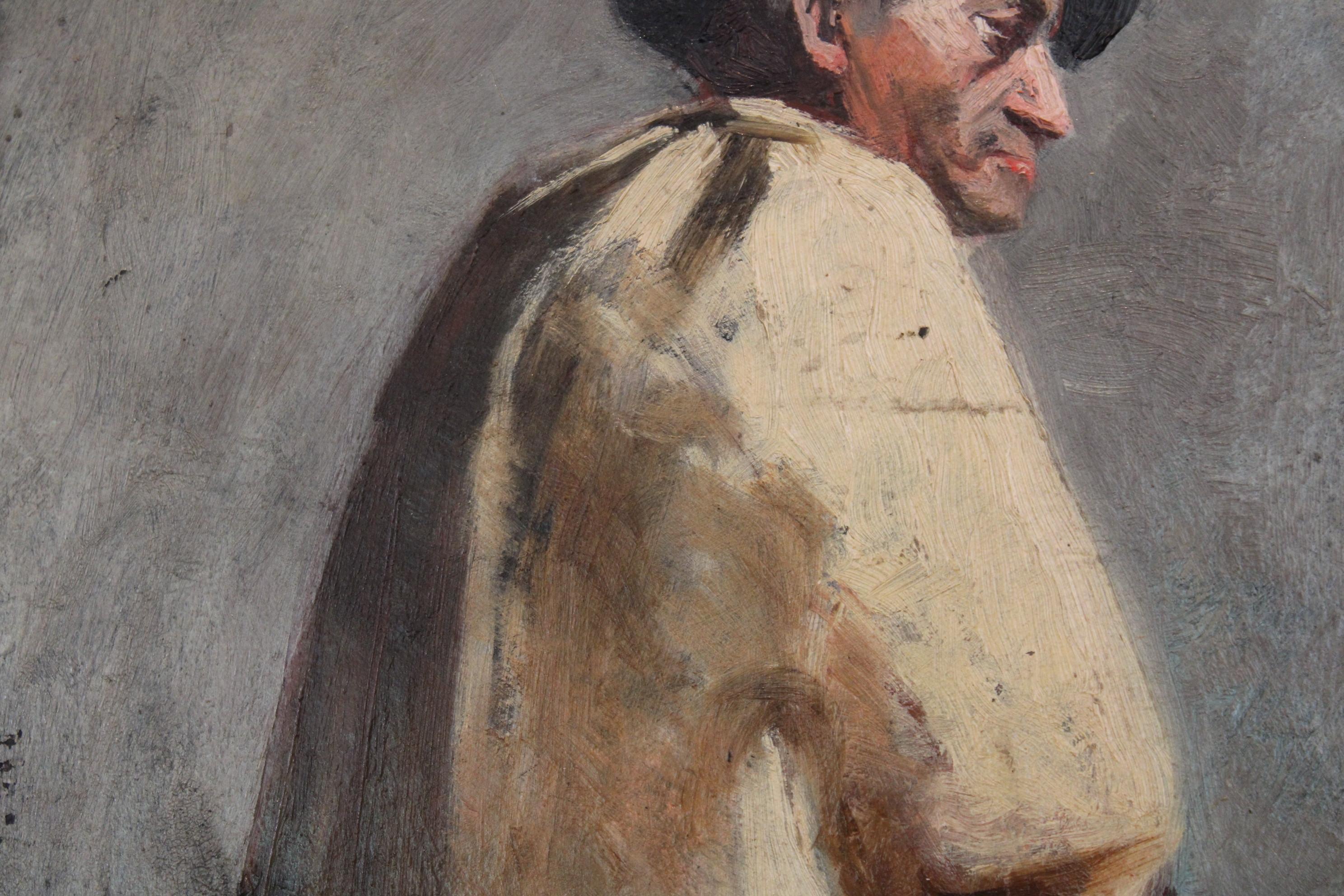 Paint Portrait of a Provençal Man by August Suc, France 19th-20th Century For Sale