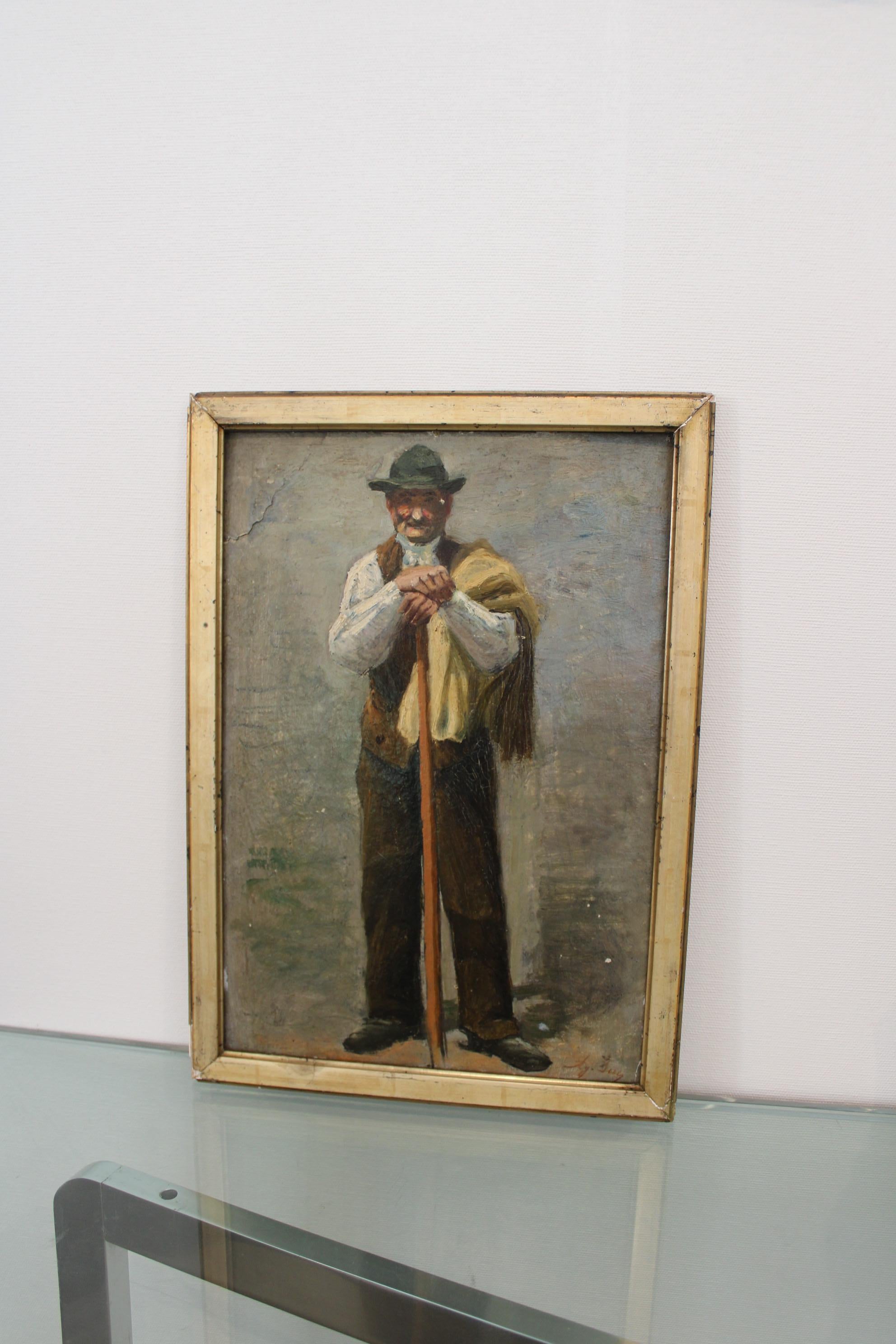 Portrait of a Provençal man by August Suc
Oil on cardboard
Signed on the corner Ag.Suc 
France, 19th-20th century

Damaged paint in some places (see photos details).