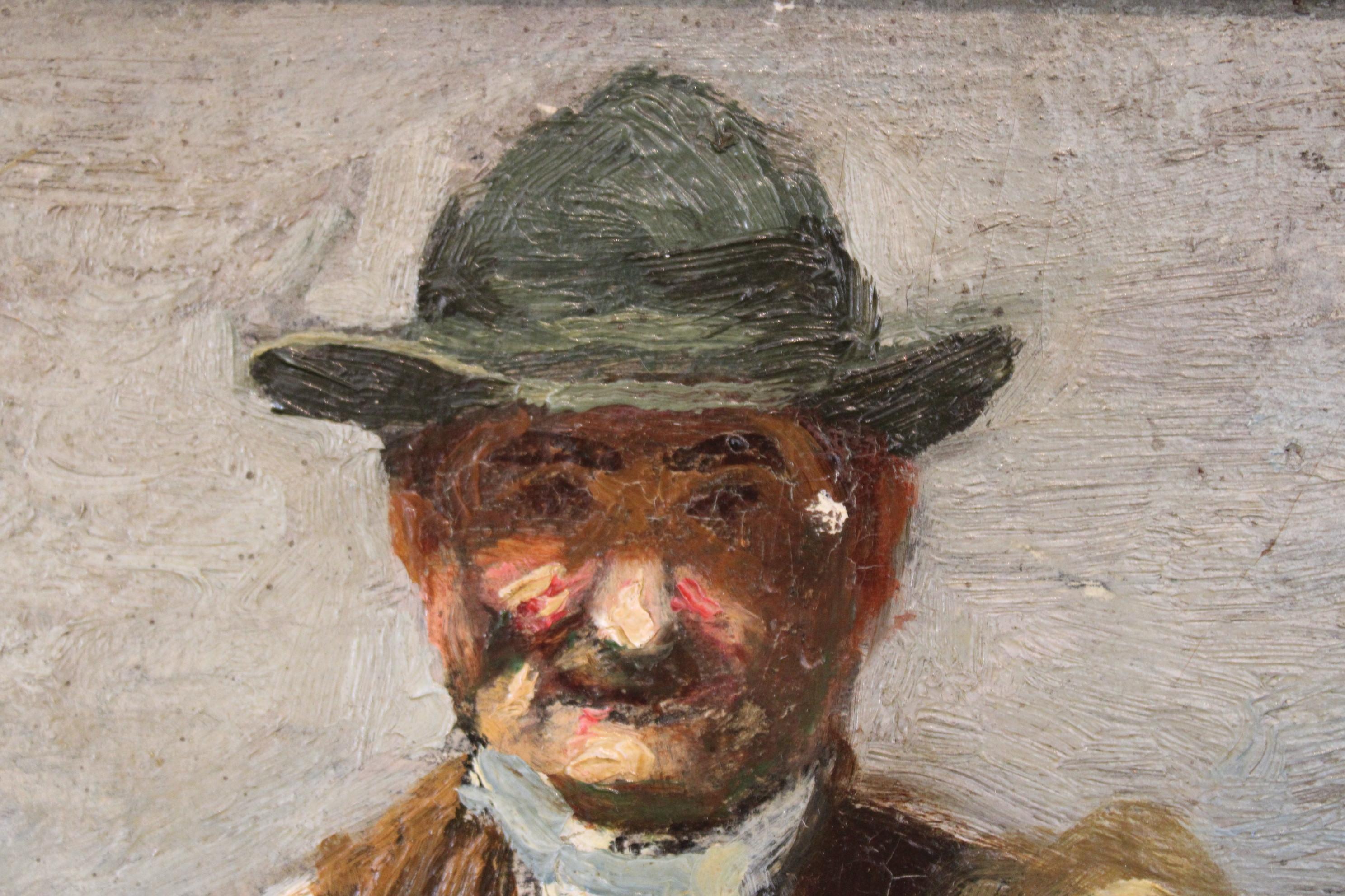 Paint Portrait of a Provençal Man, Signed August Suc, France 20th Century For Sale
