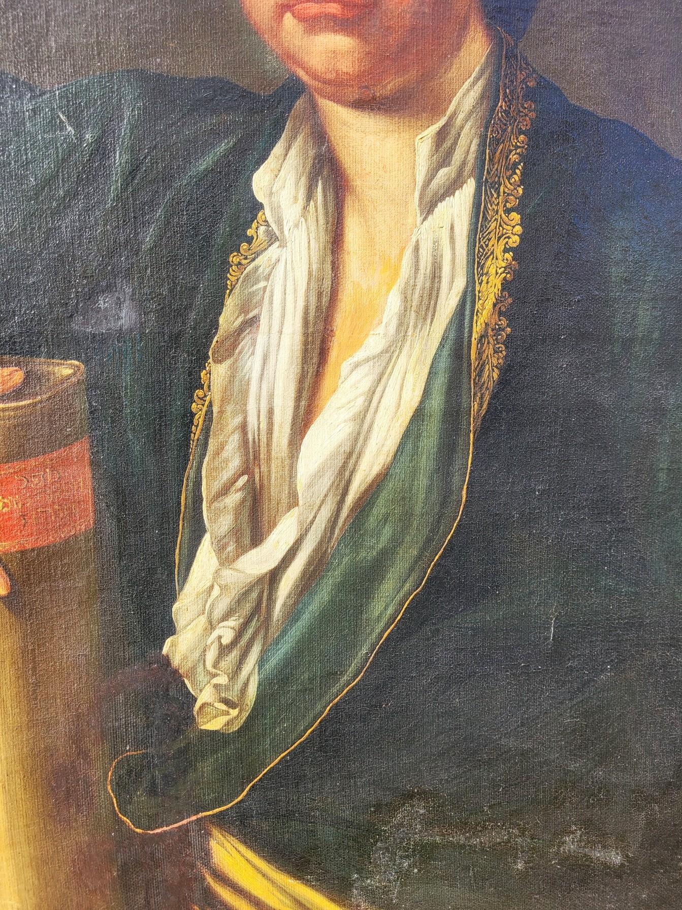 Portrait Of A Scholar, Oil On Framed Canvas, 18th Century 3