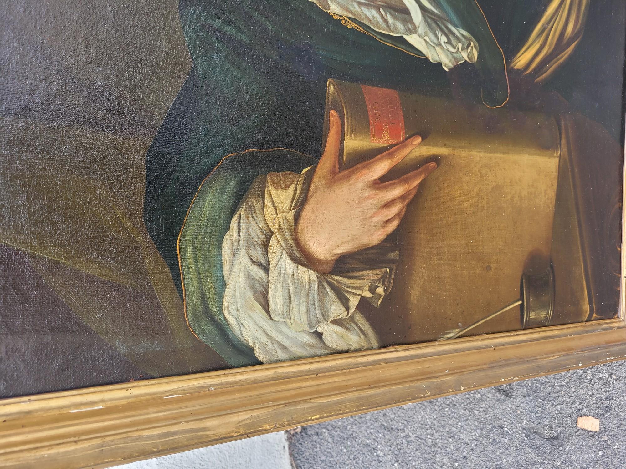 Portrait Of A Scholar, Oil On Framed Canvas, 18th Century For Sale 10