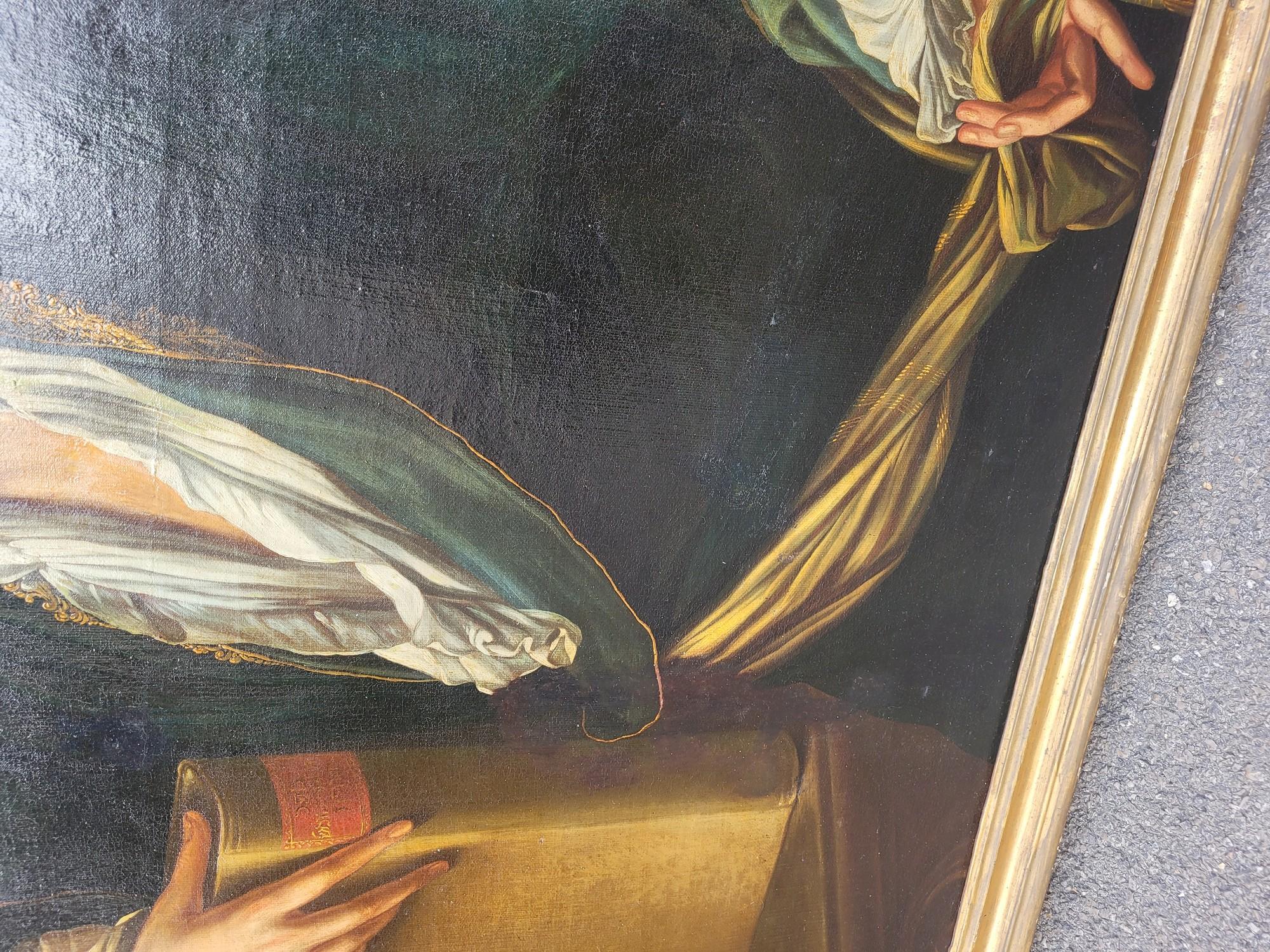 Portrait Of A Scholar, Oil On Framed Canvas, 18th Century For Sale 13