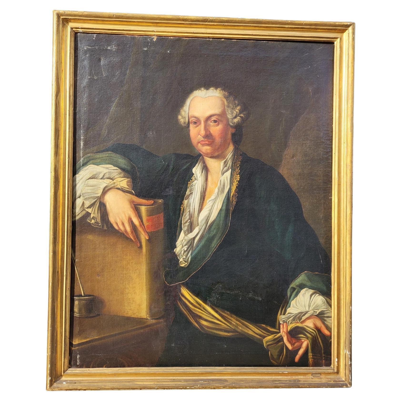 Portrait Of A Scholar, Oil On Framed Canvas, 18th Century