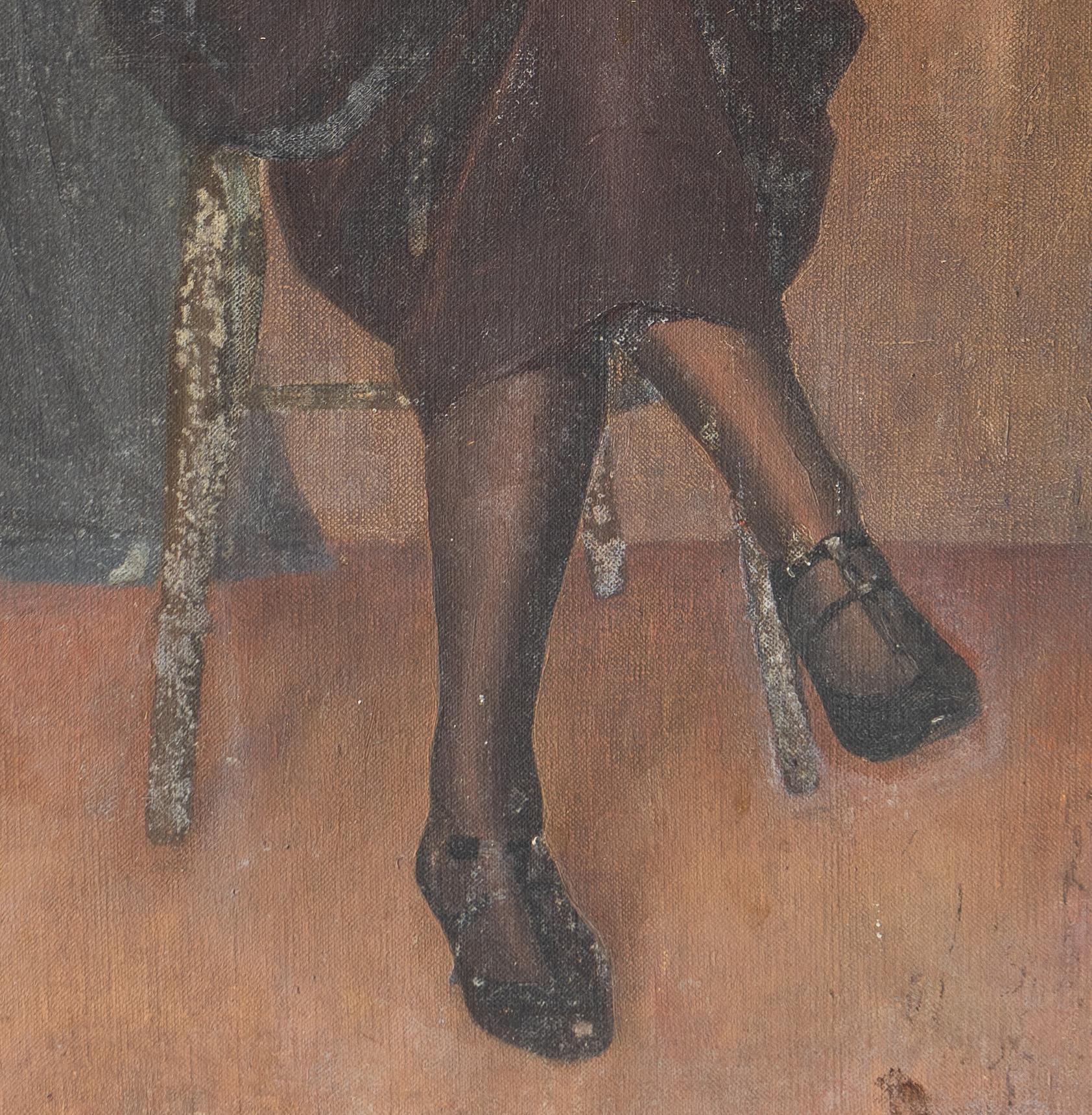 Portrait Of A Seated Woman By Alys Woodman, Original Antique Oil Painting, 1920s In Good Condition For Sale In Bristol, GB