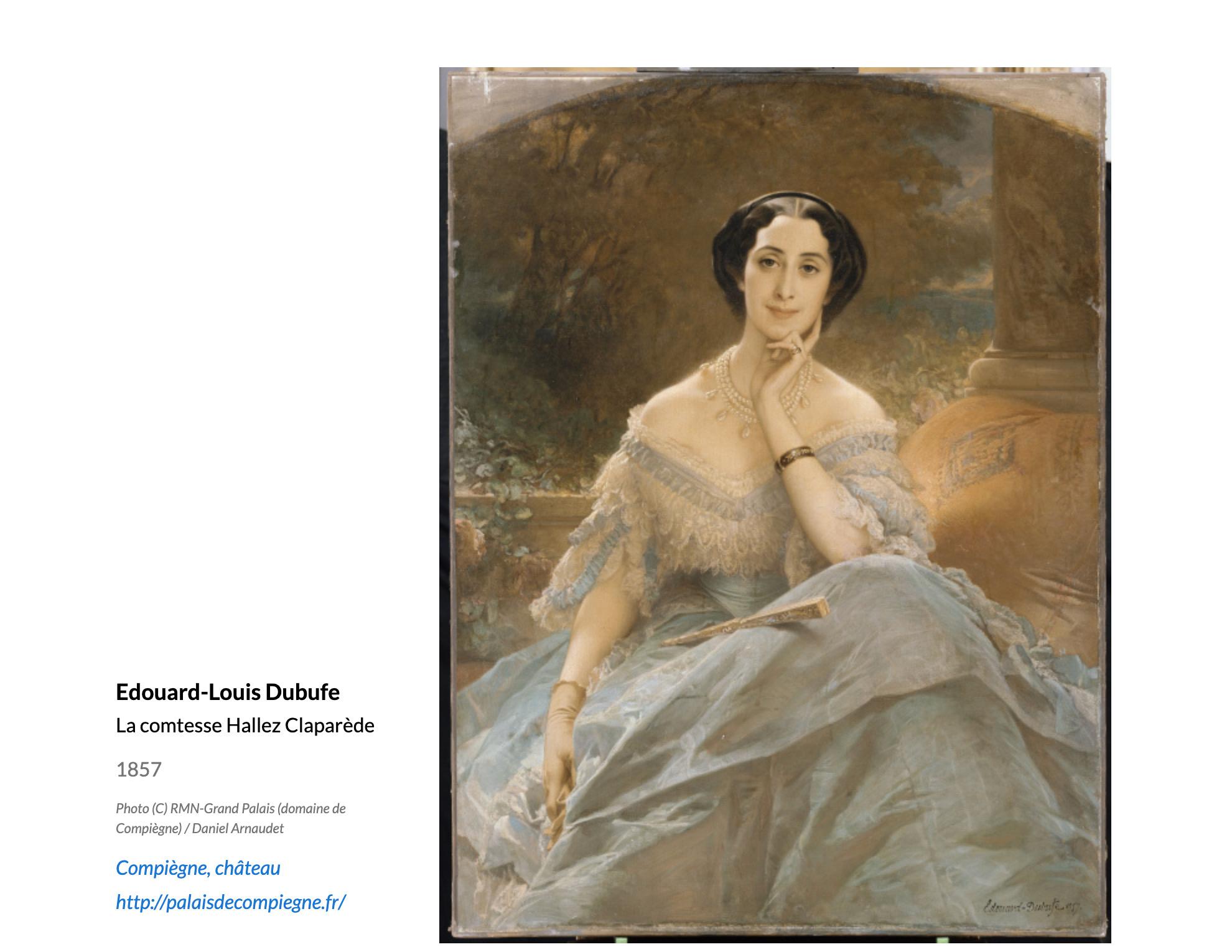 Portrait of a the Comtesse Hallez Claparede , France Circa 1850 For Sale 3