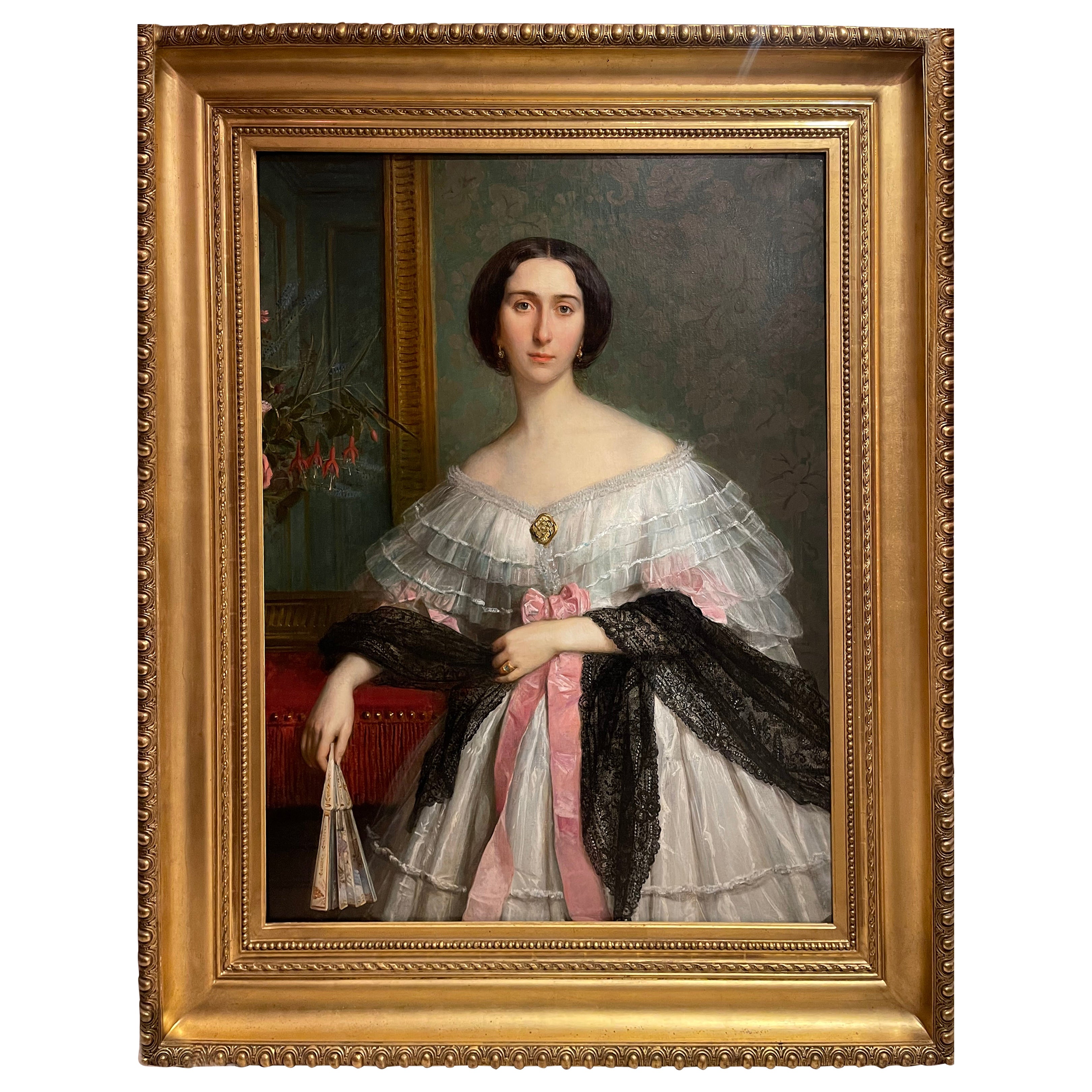 Retrato de una condesa Hallez Claparede , Francia Circa 1850