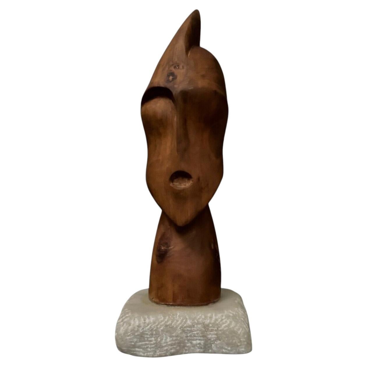 Portrait of a Warrior, Carved Wood Sculpture by Calin Hentea, 1995