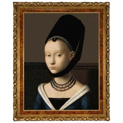 Portrait of a Woman, after Oil Painting by Renaissance Artist Petrus Christus