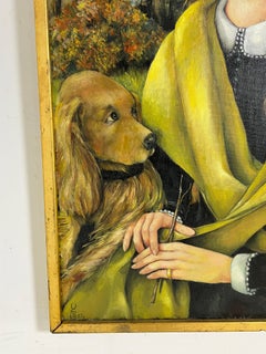 Portrait of a Woman and Her Dog by California Artist Ursula Skeate Circa 1980s