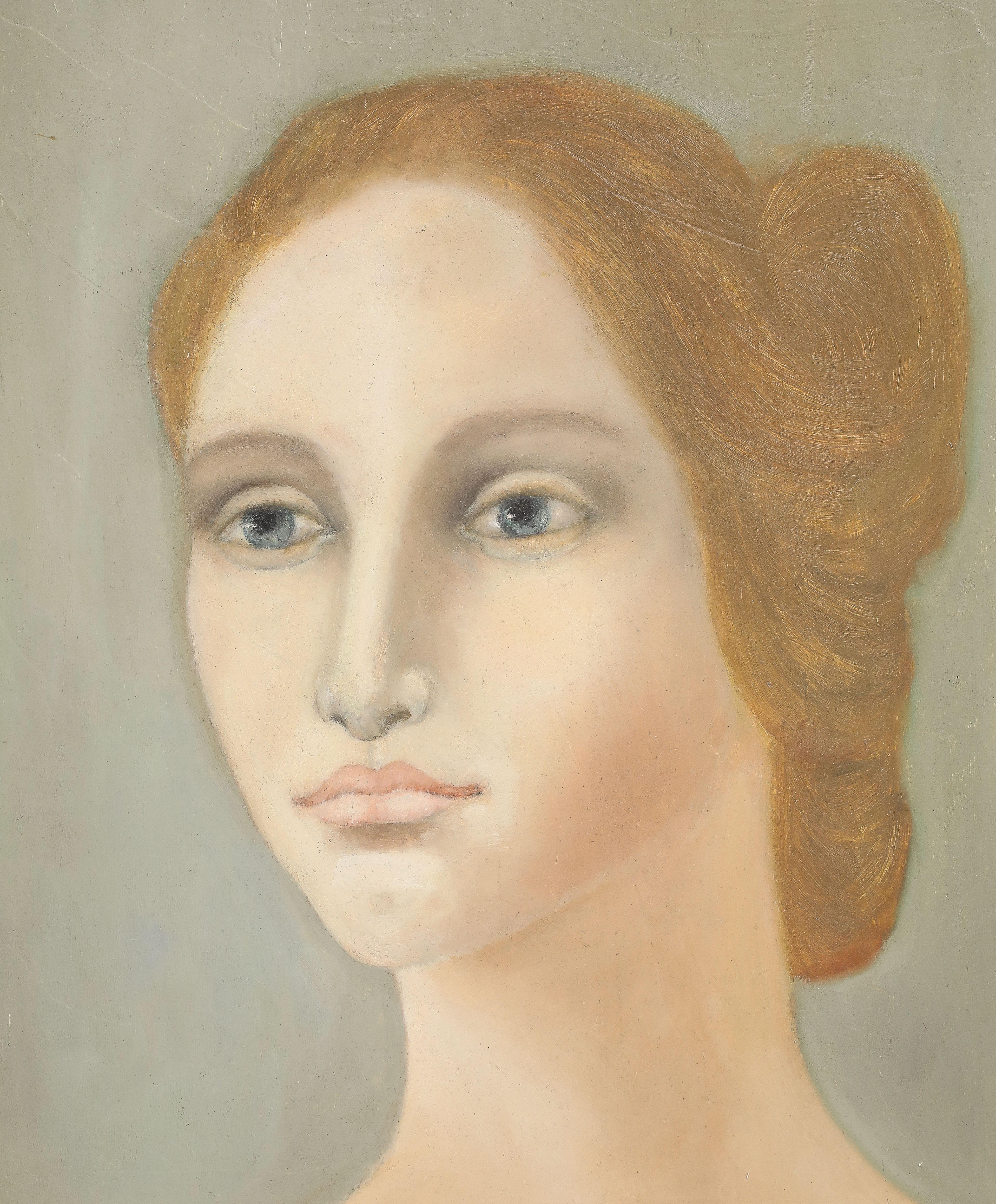 American Portrait of a Woman by Cathryn Arcomano (1923-2012), oil on canvas, signed 1972 For Sale