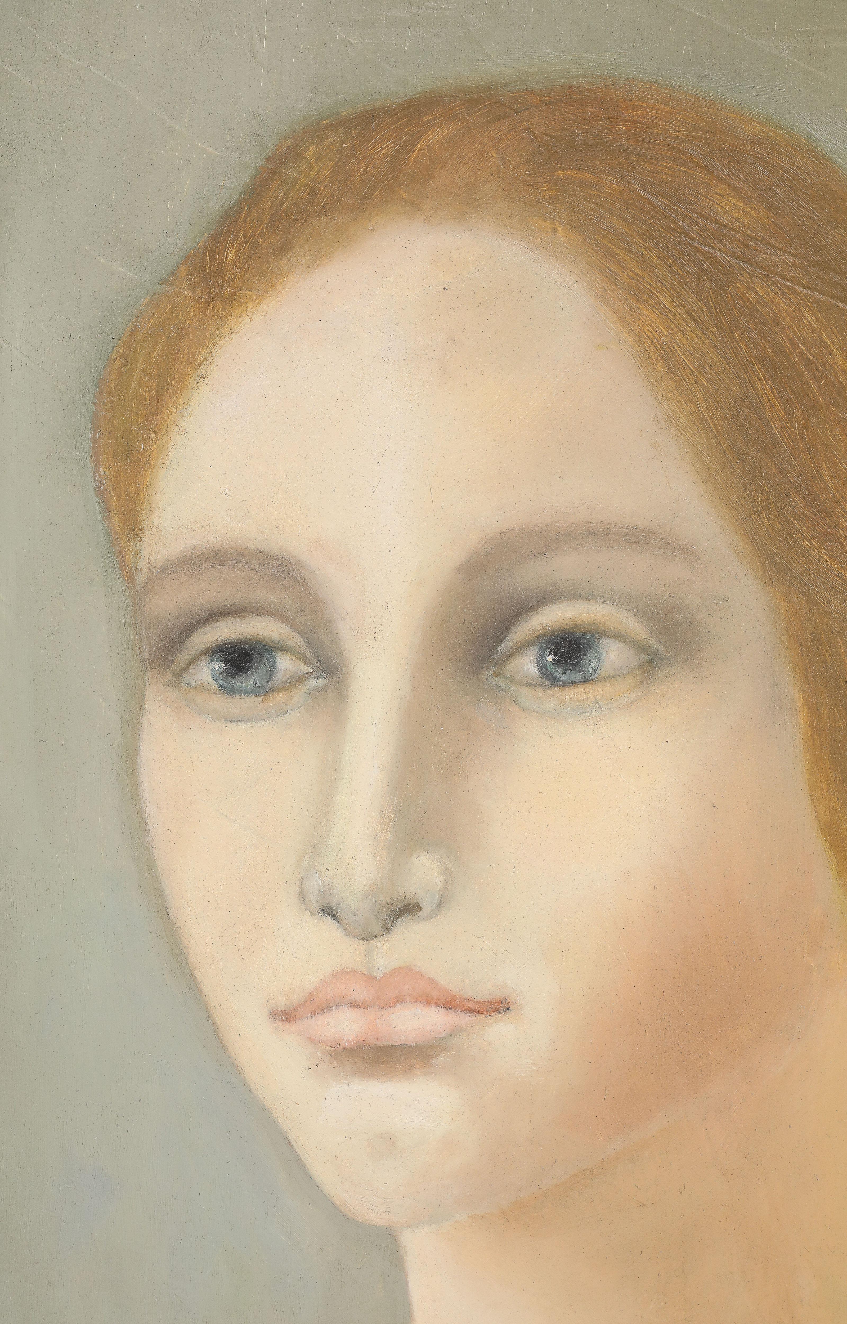 Portrait d'une femme par Cathryn Arcomano (1923-2012), huile sur toile, signée en 1972 Bon état - En vente à Chicago, IL