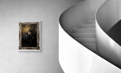 Portrait of a Woman Dressed  with a Black Feather Cape circa 1936 Signed Barchi