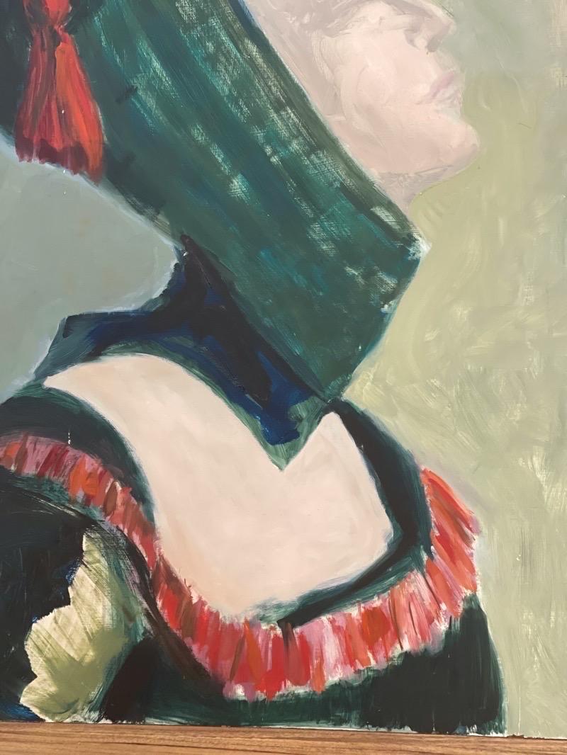 Mid-Century Modern Portrait of a Woman from the Medieval Age by Olga Prell, Abstract Painting  For Sale