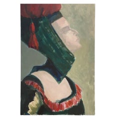 Portrait d'une femme de l'ère médiévale par Olga Prell, peinture abstraite