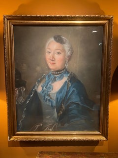 Portrait of a Woman in a Blue Dress by Louis Vigée – 18th Century Pastel