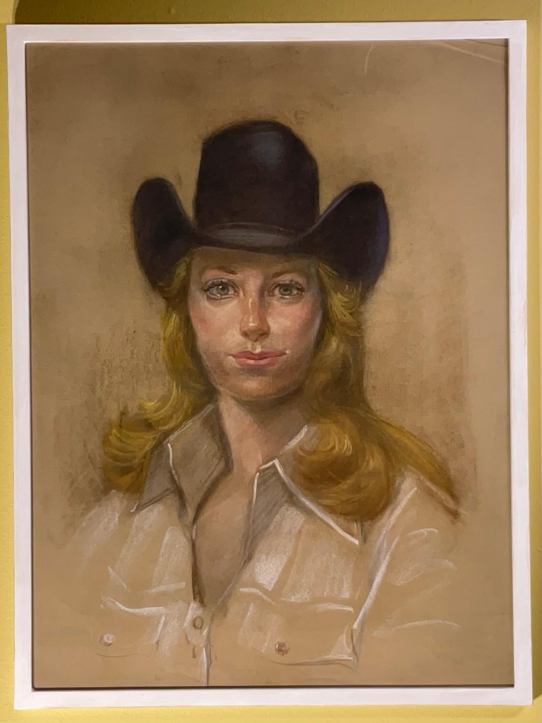Ritratto di donna con cappello nero in vendita 3