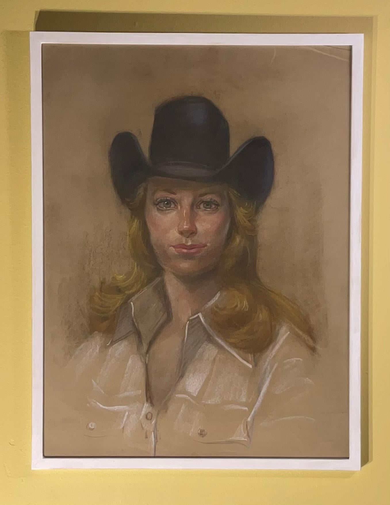 Ritratto di donna con cappello nero in vendita 4