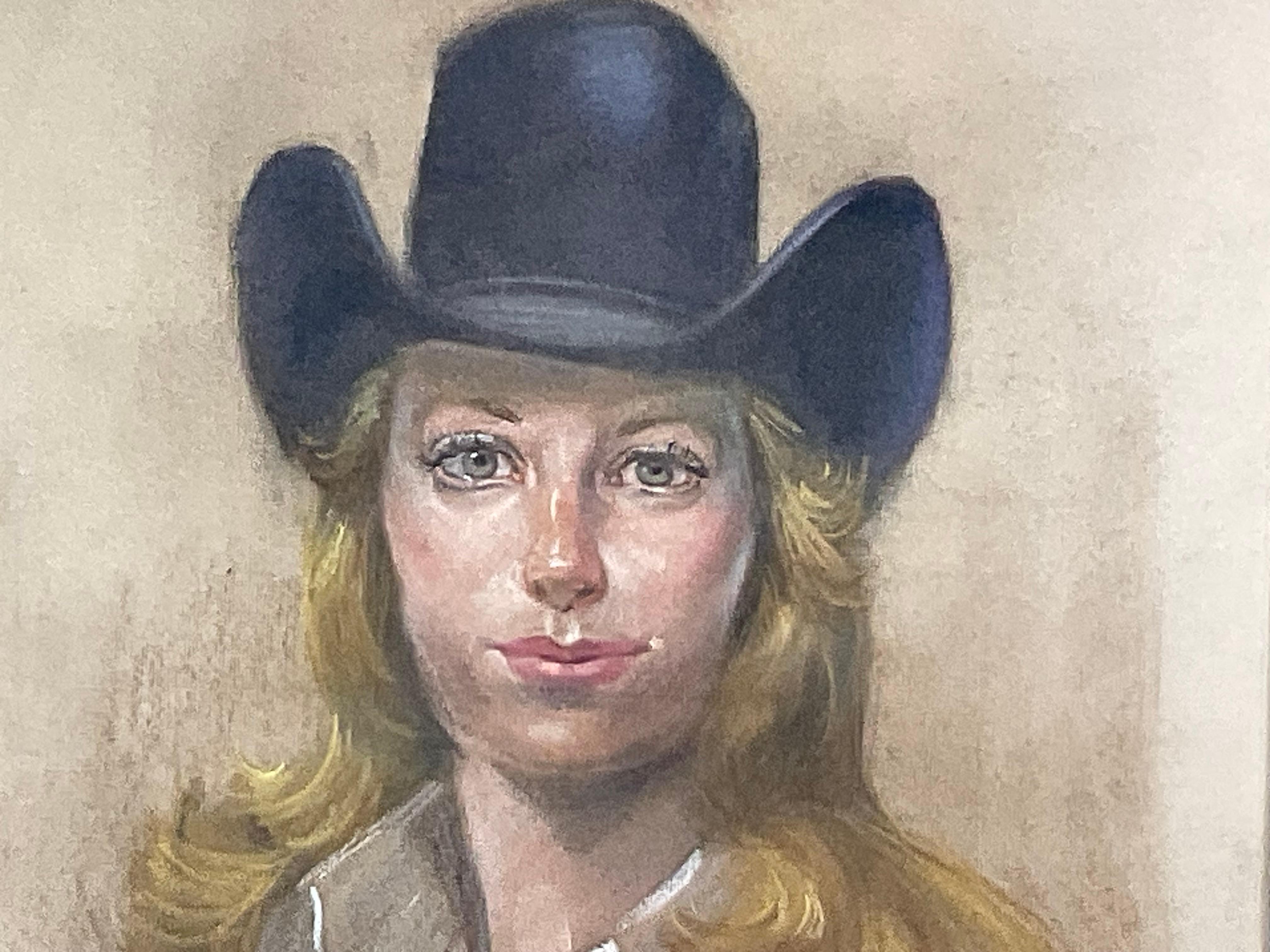 Americano Ritratto di donna con cappello nero in vendita