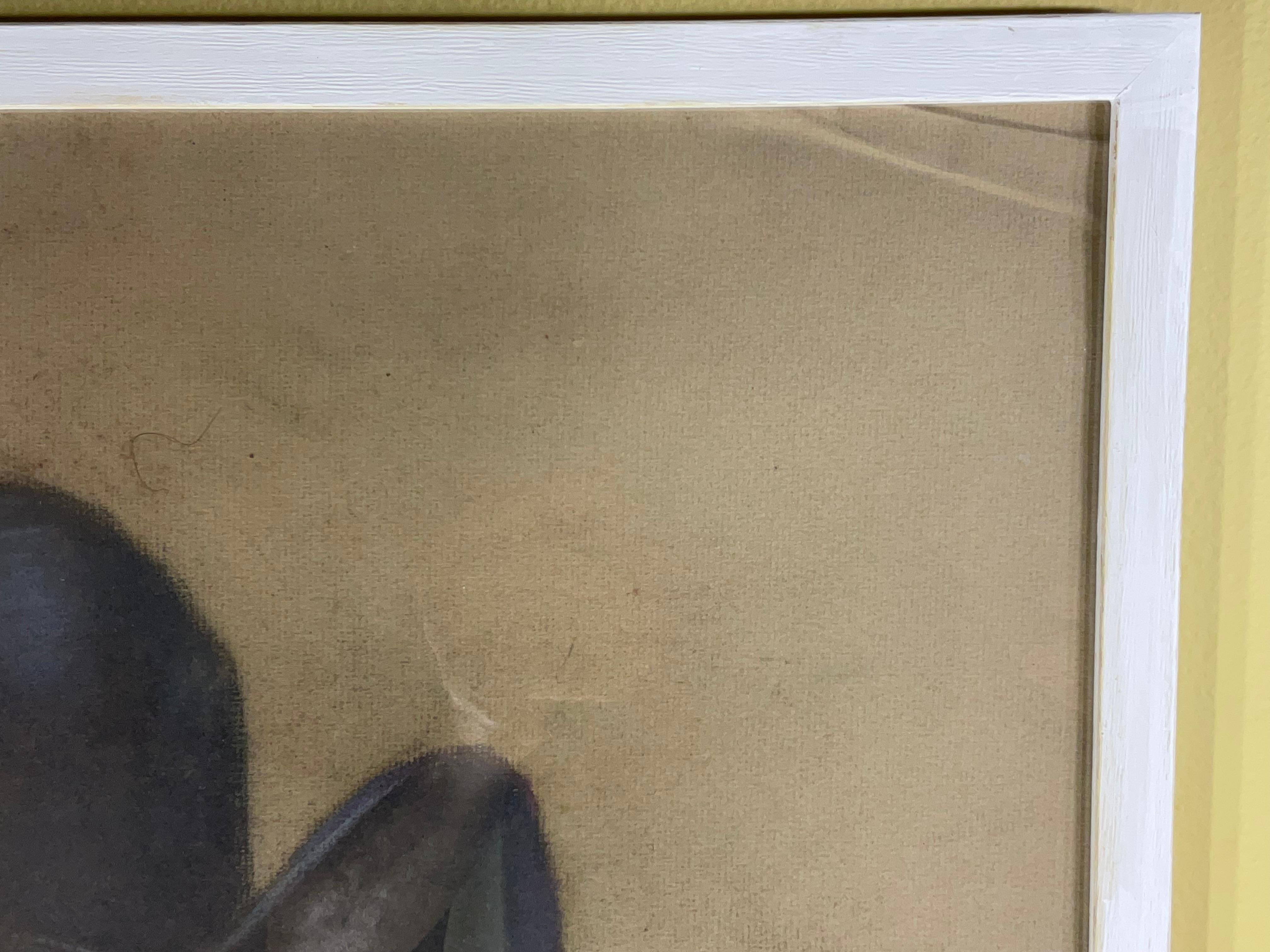XX secolo Ritratto di donna con cappello nero in vendita